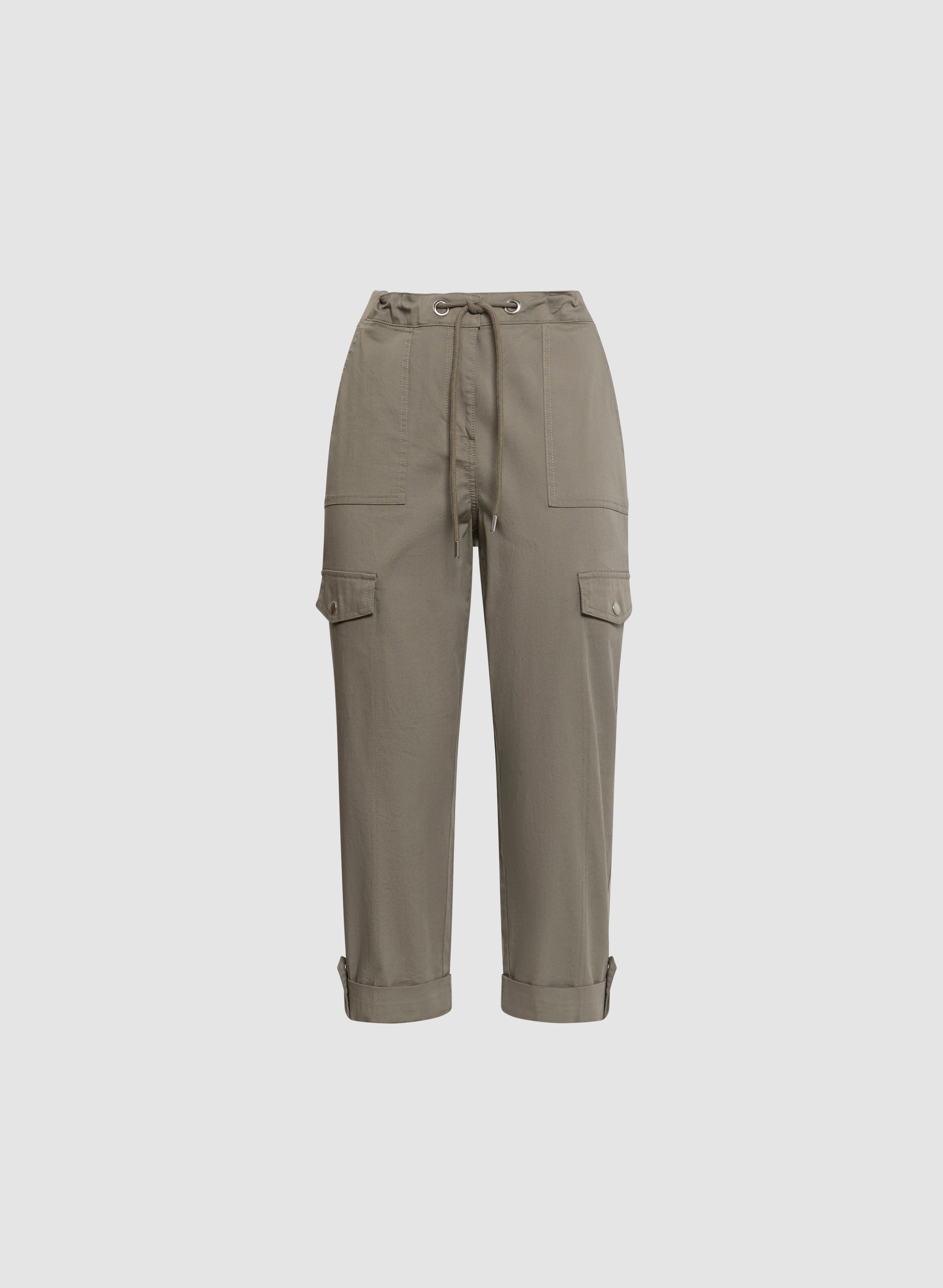 Cotton Drawstring Waist Cargo Capris