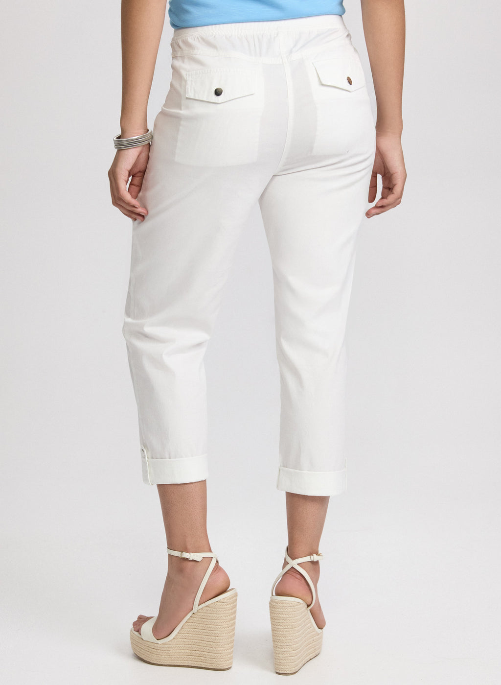 Cotton Drawstring Waist Cargo Capris