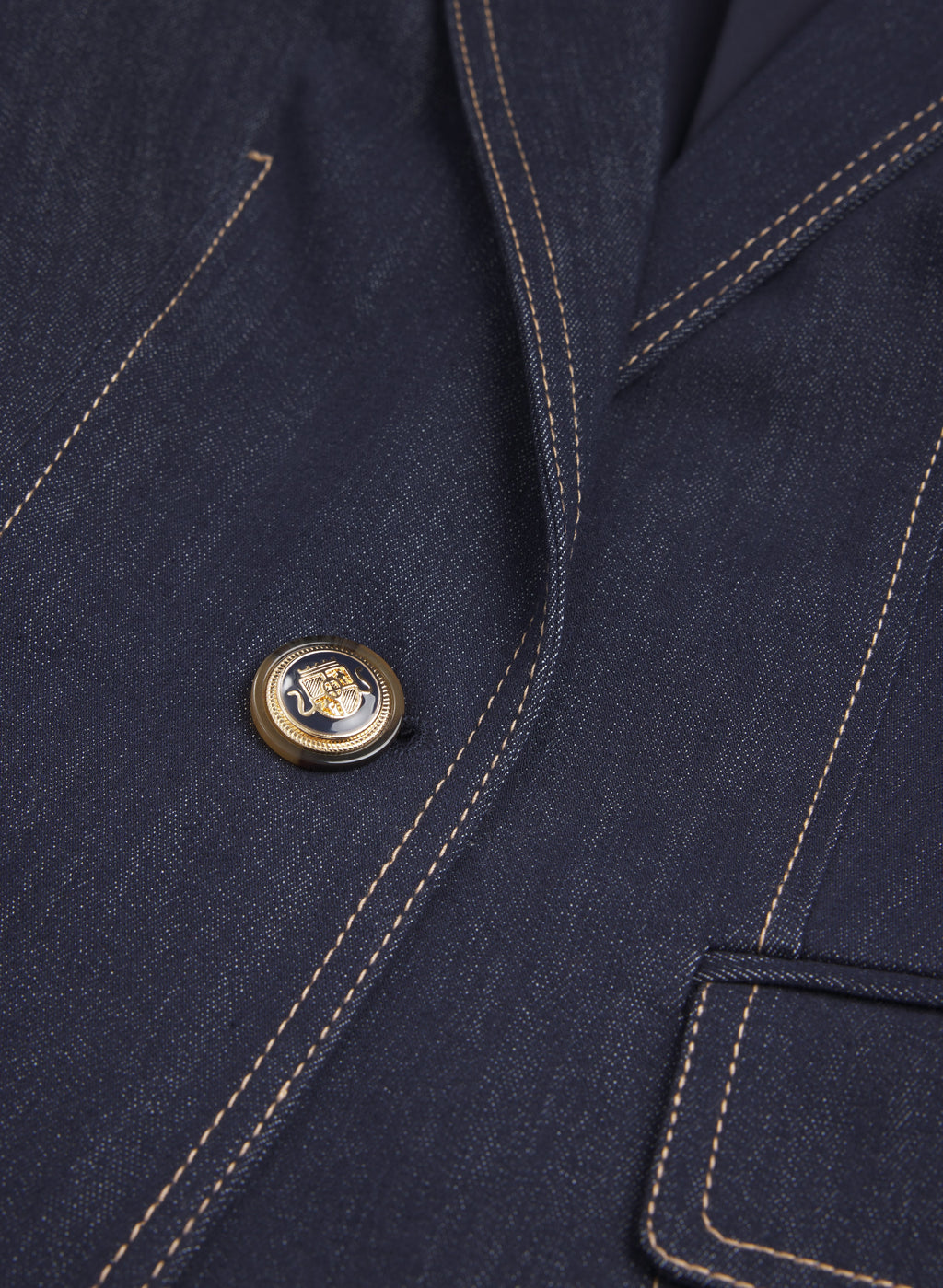 Contrast Stitch Denim Blazer