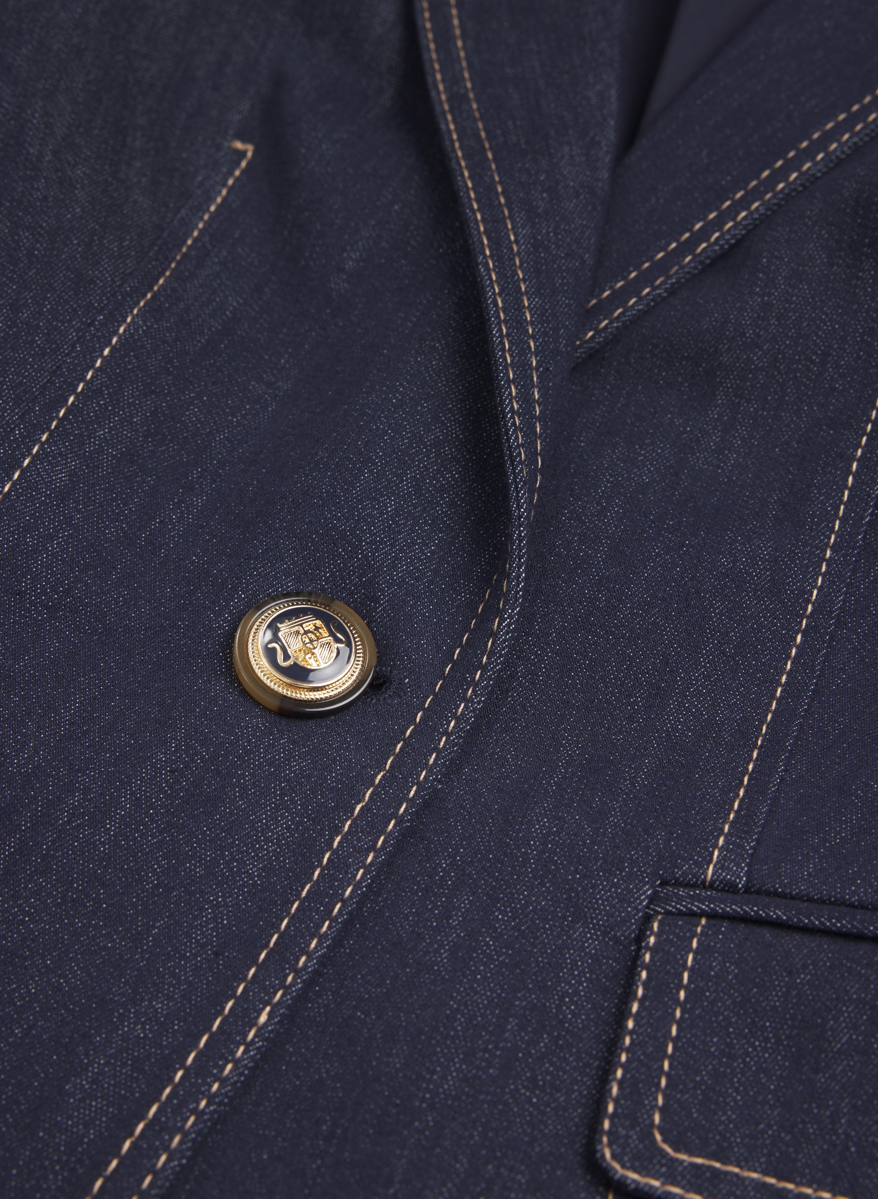 Contrast Stitch Denim Blazer