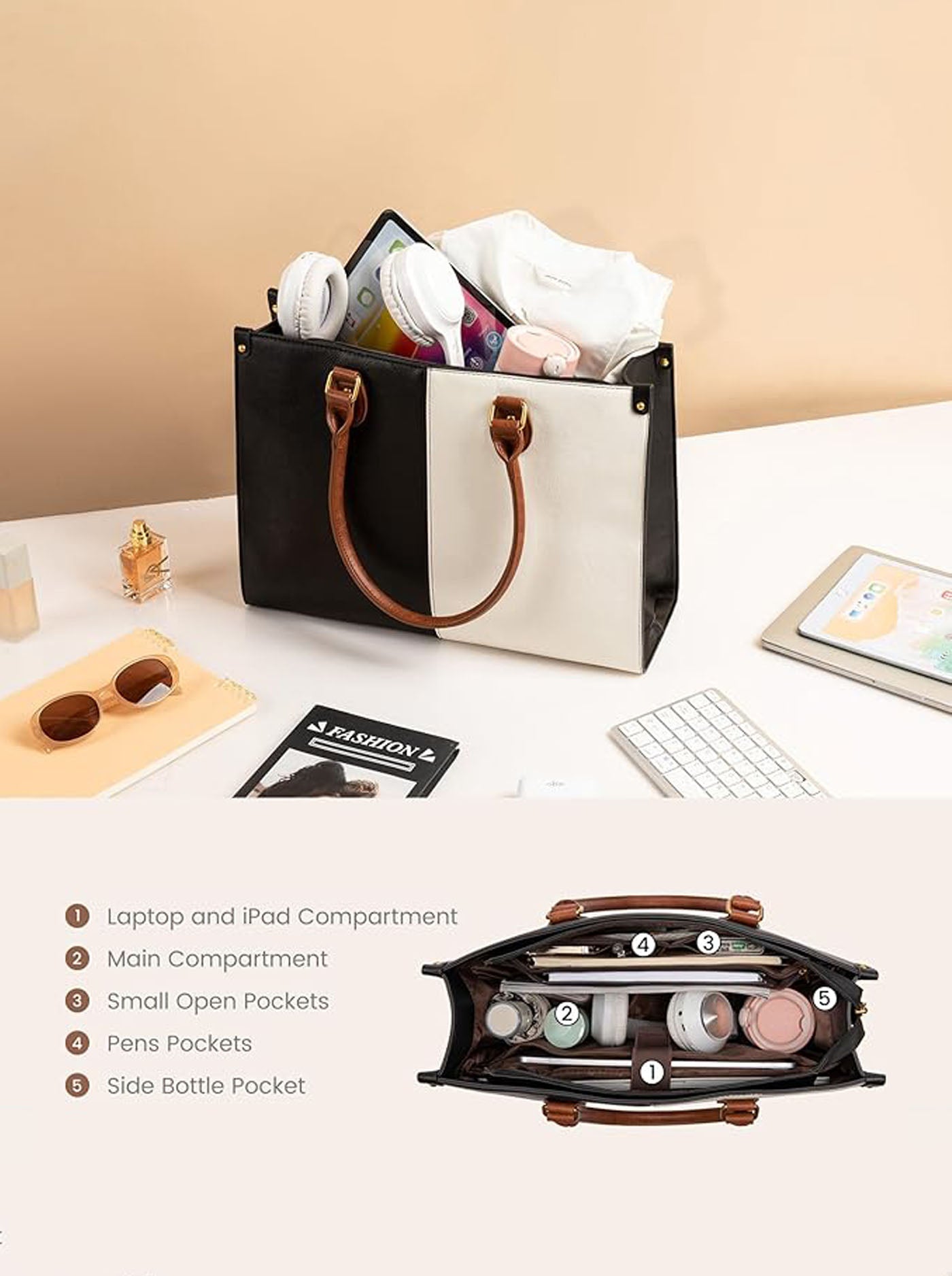 2Pcs Vintage Leather Laptop Bag, 15.6
