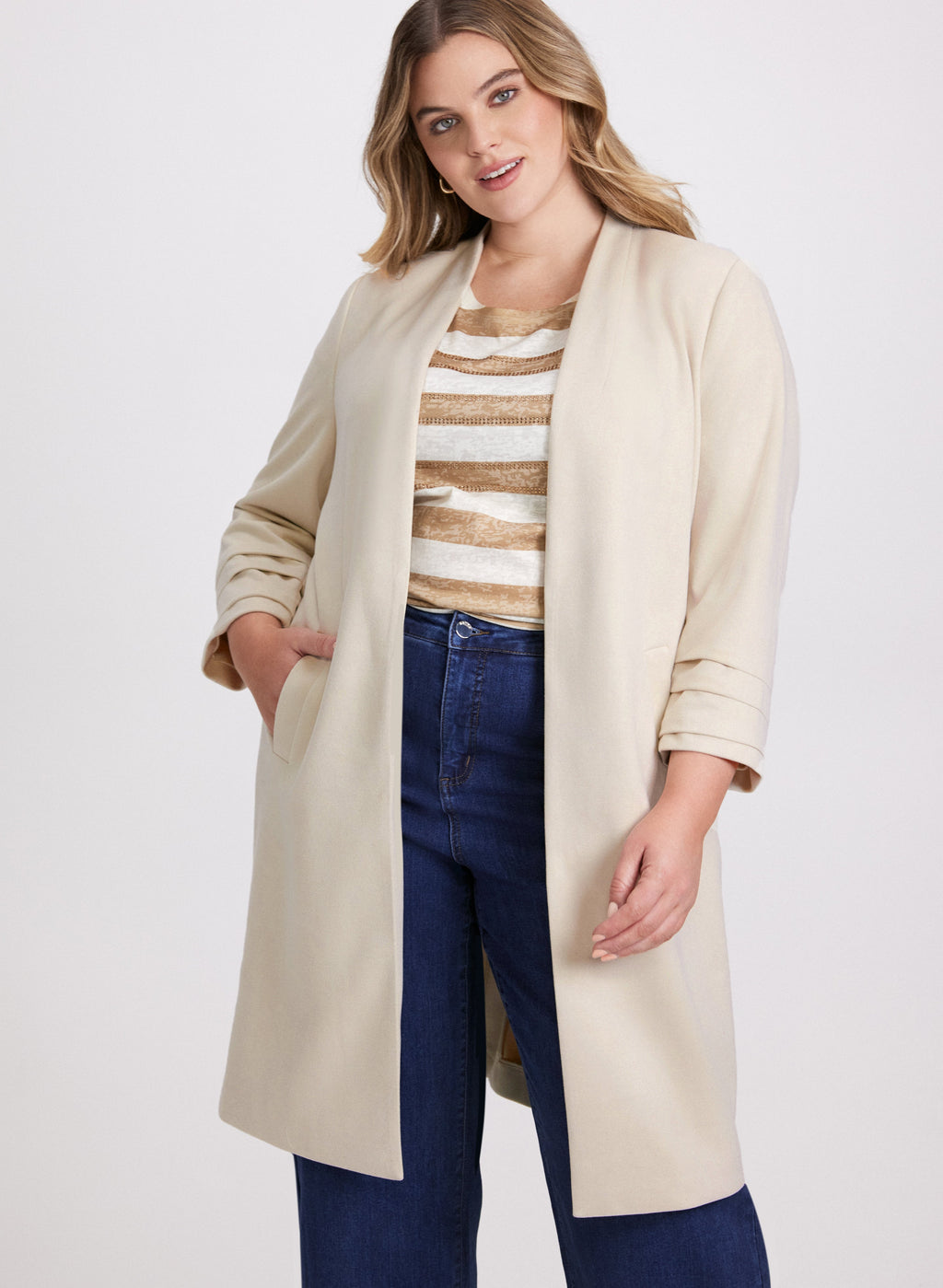Collarless Duster Jacket