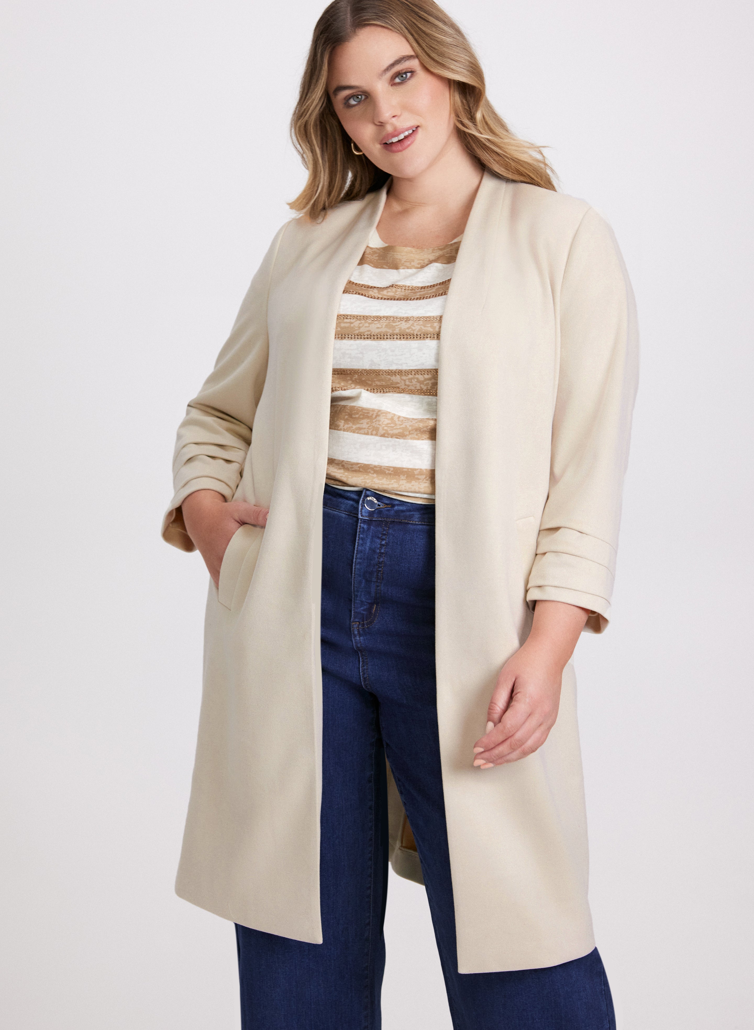 Collarless Duster Jacket