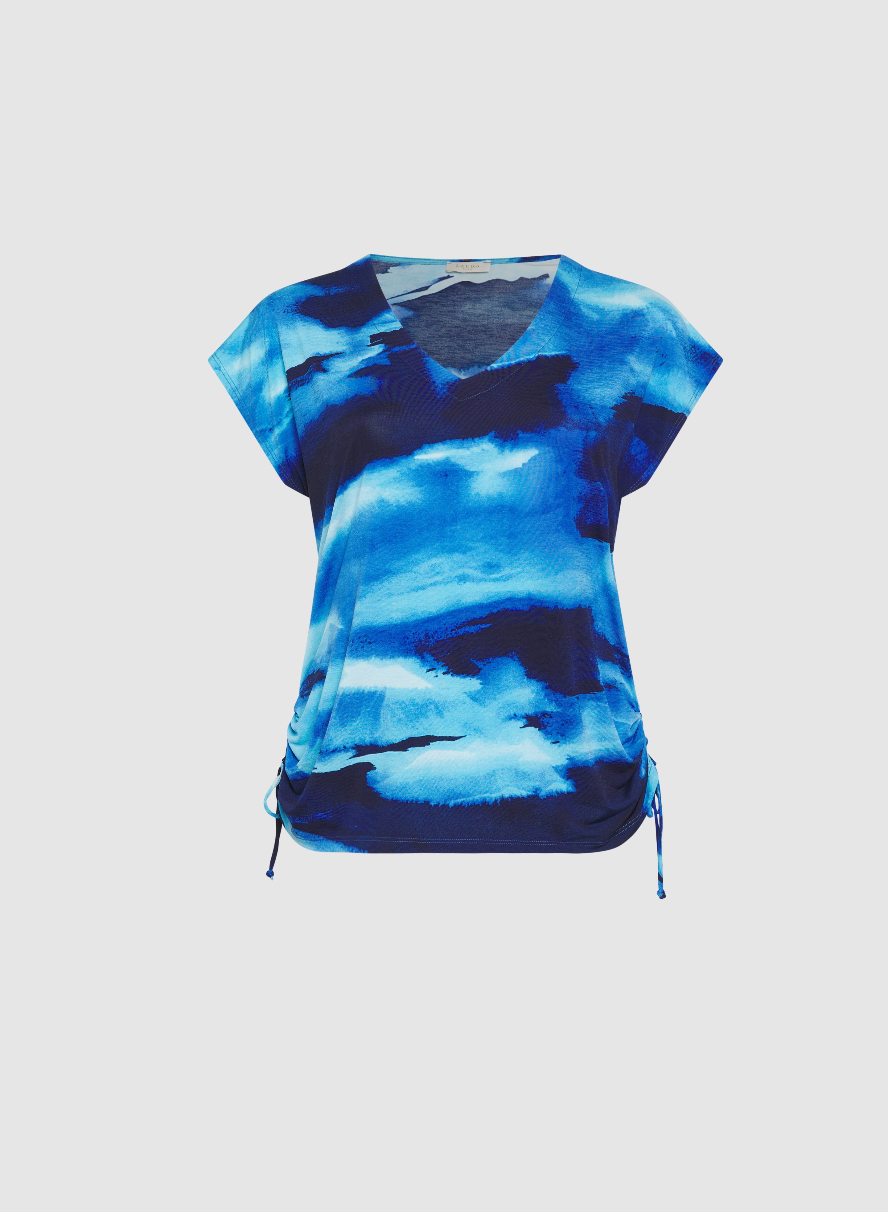 Abstract Drawstring Hem Top