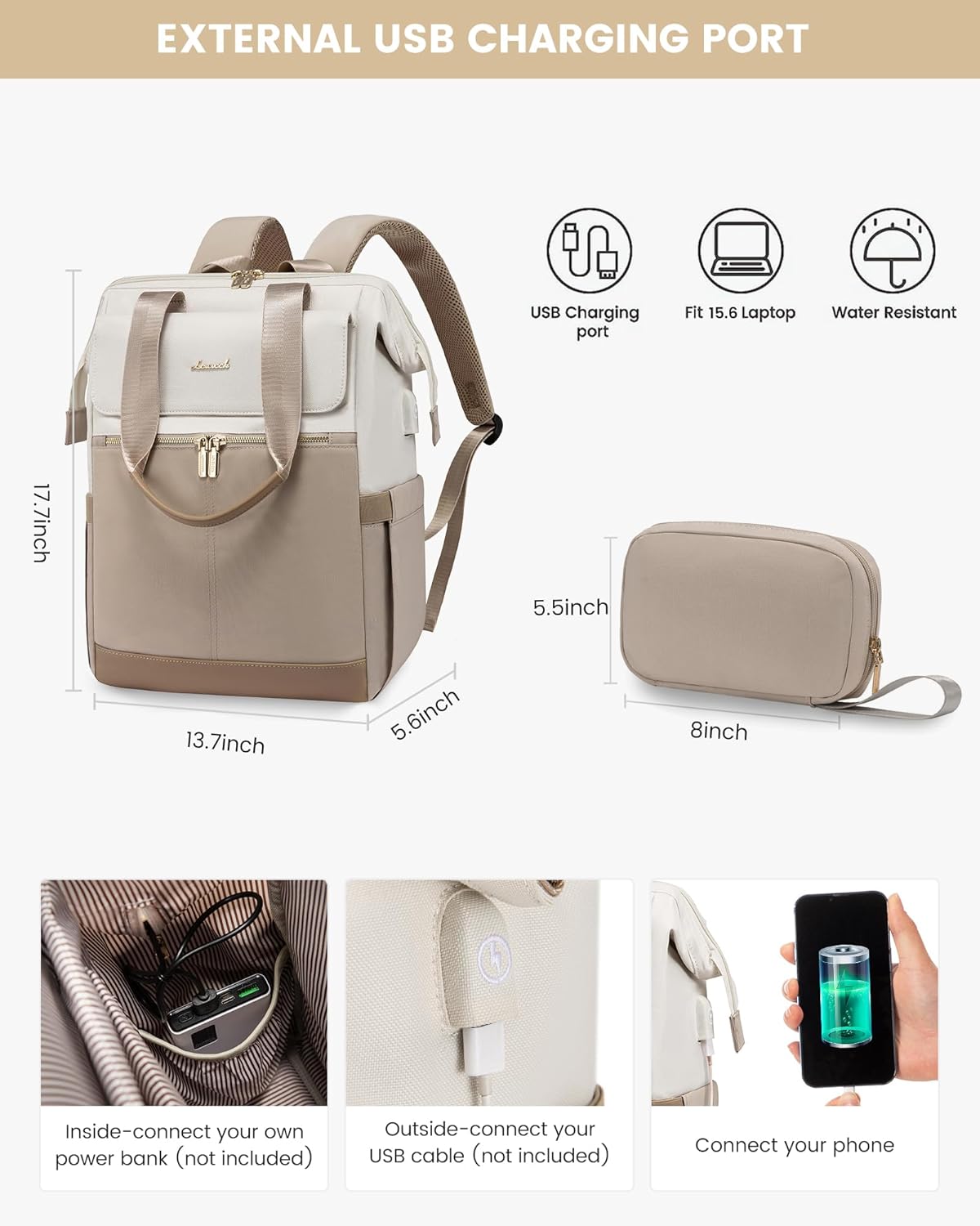 2Pcs Fashion Laptop Backpack, 15.6 17.3
