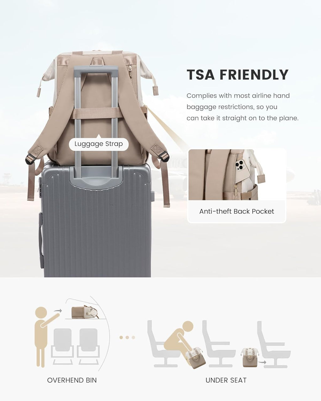 2Pcs Fashion Laptop Backpack, 15.6 17.3