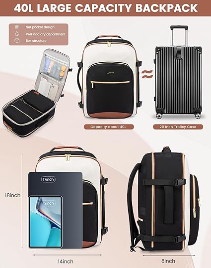 4Pcs Large Travel Backpack,  17.3  18.5