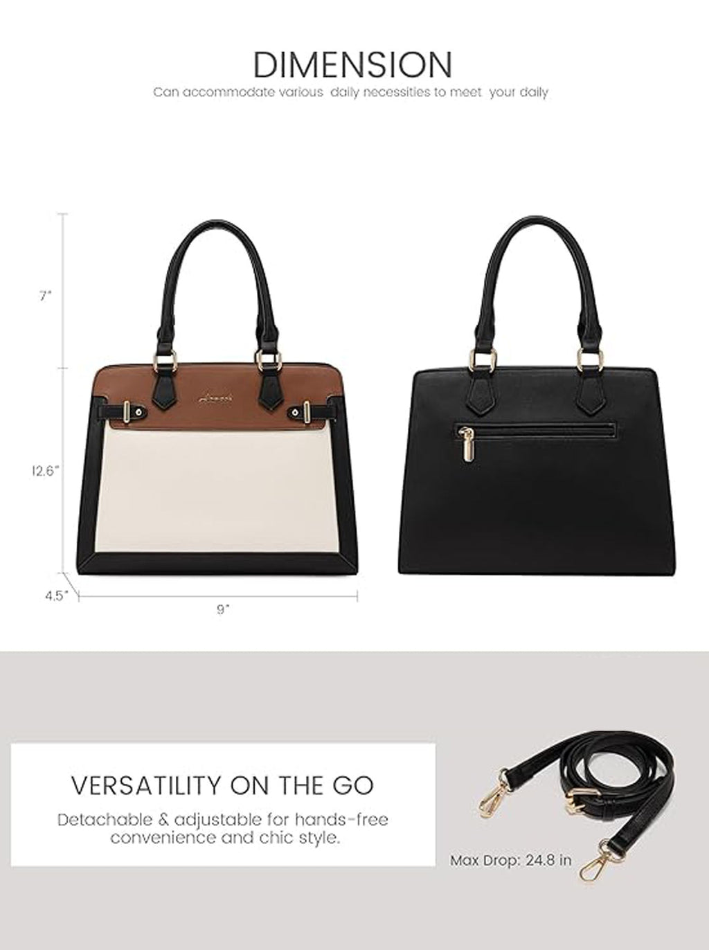 2Pcs Leather Handbag and Purse