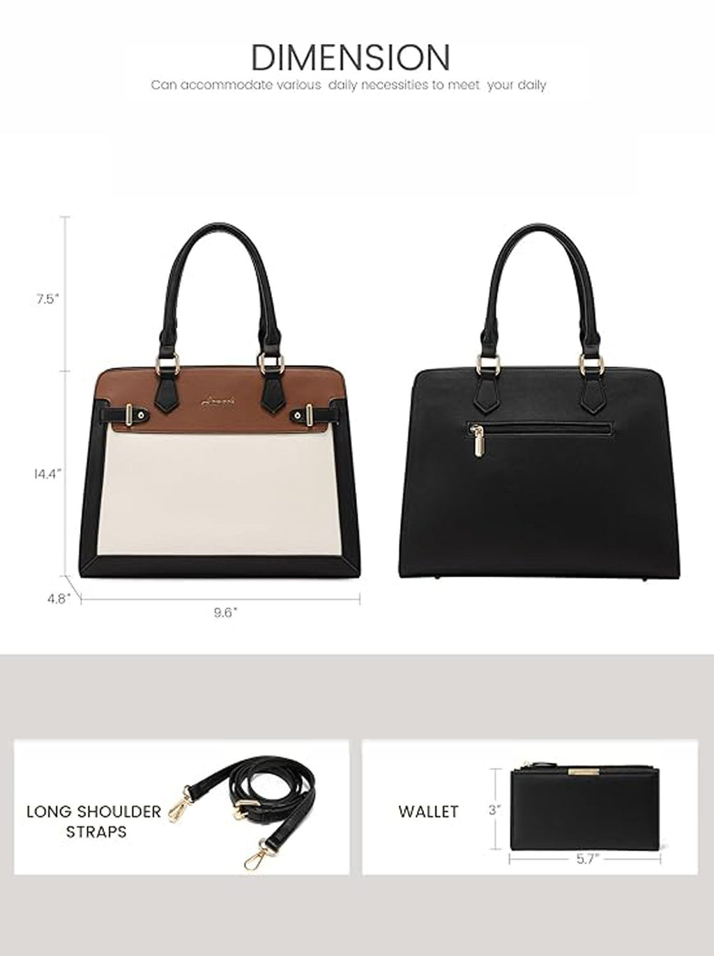 2Pcs Leather Handbag and Purse