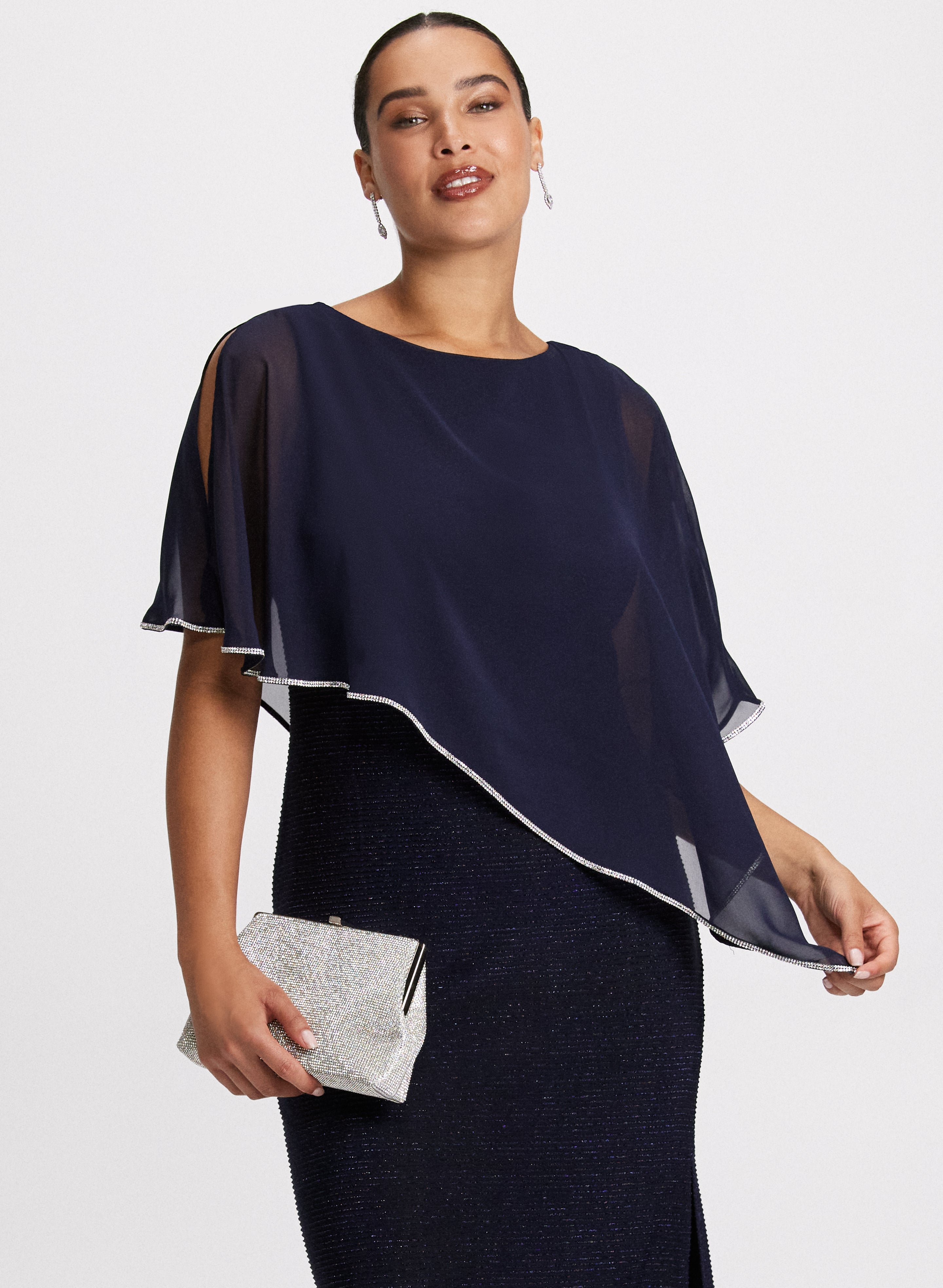 Asymmetric Poncho-Effect Maxi Dress