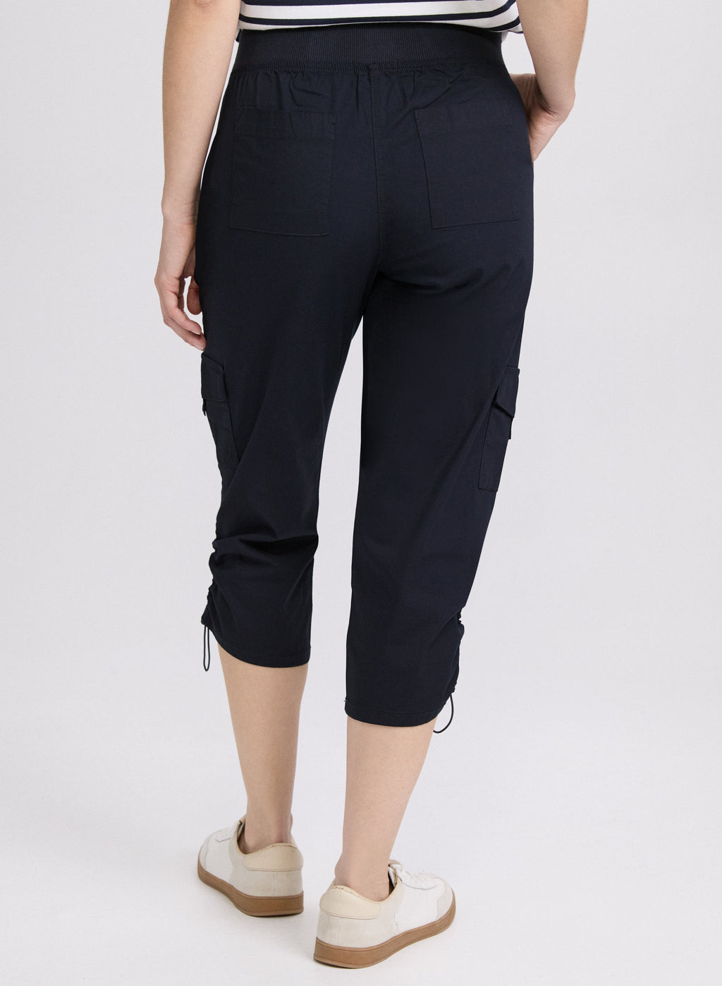 Cropped Drawstring Hem Cargo Pants