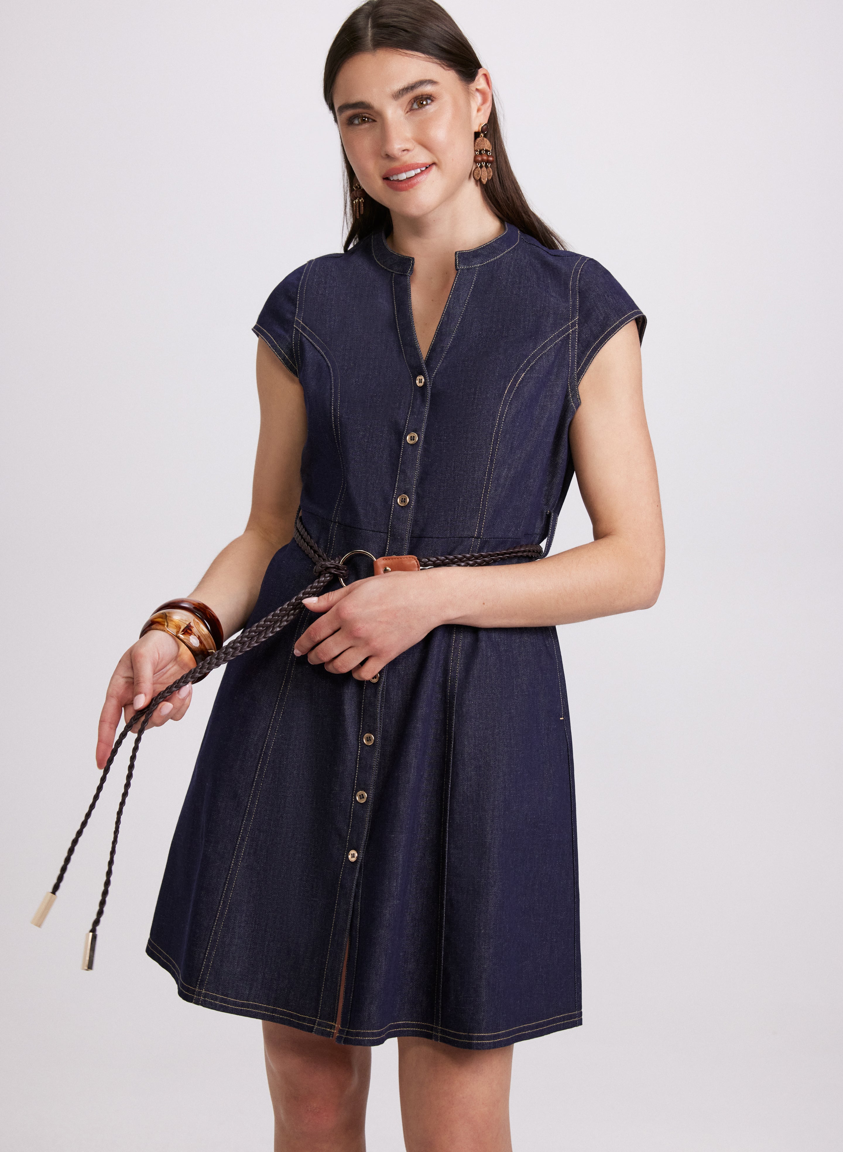 Denim Button-Down Dress