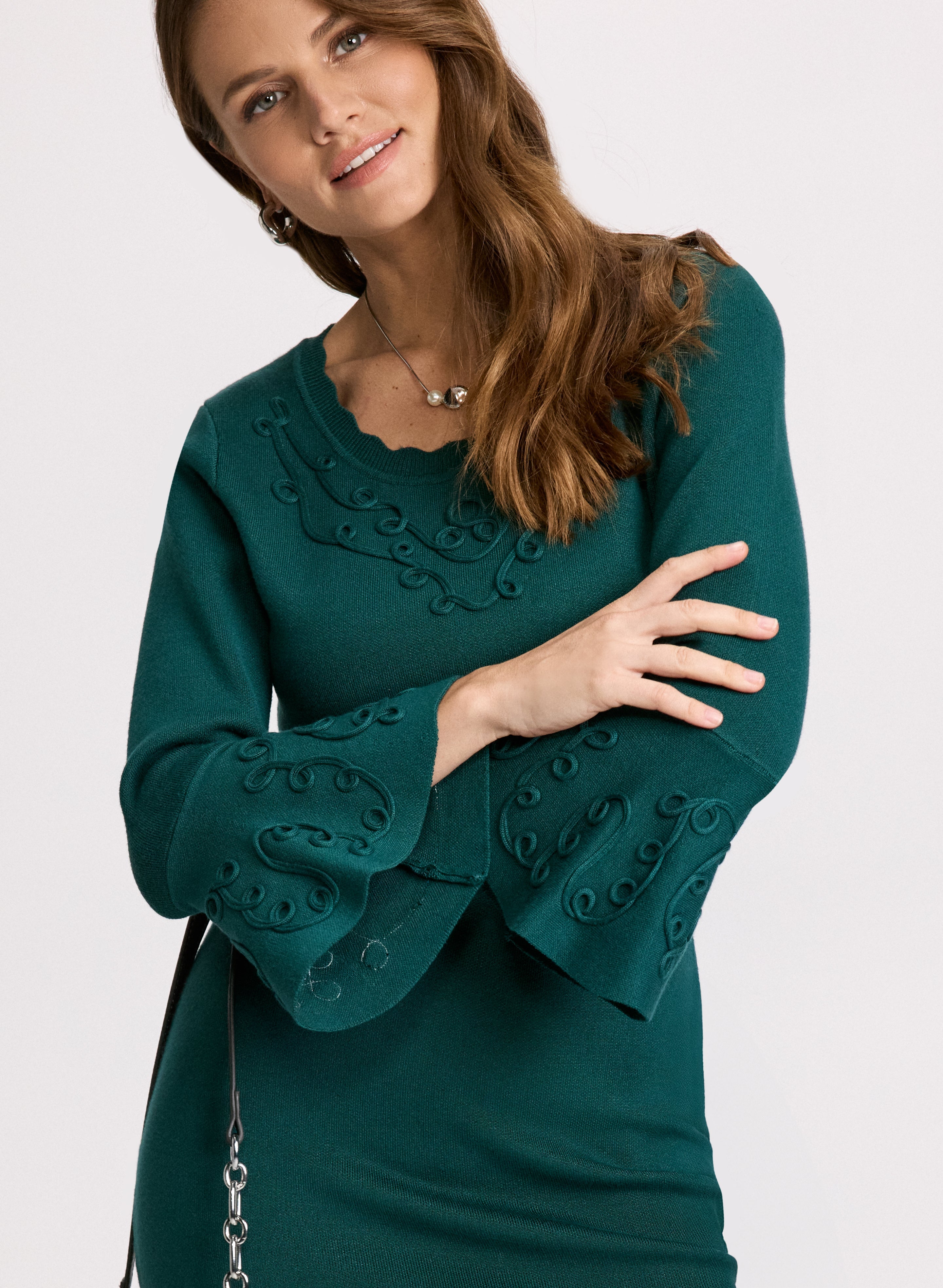 Bell Sleeve Sweater Knit Dress