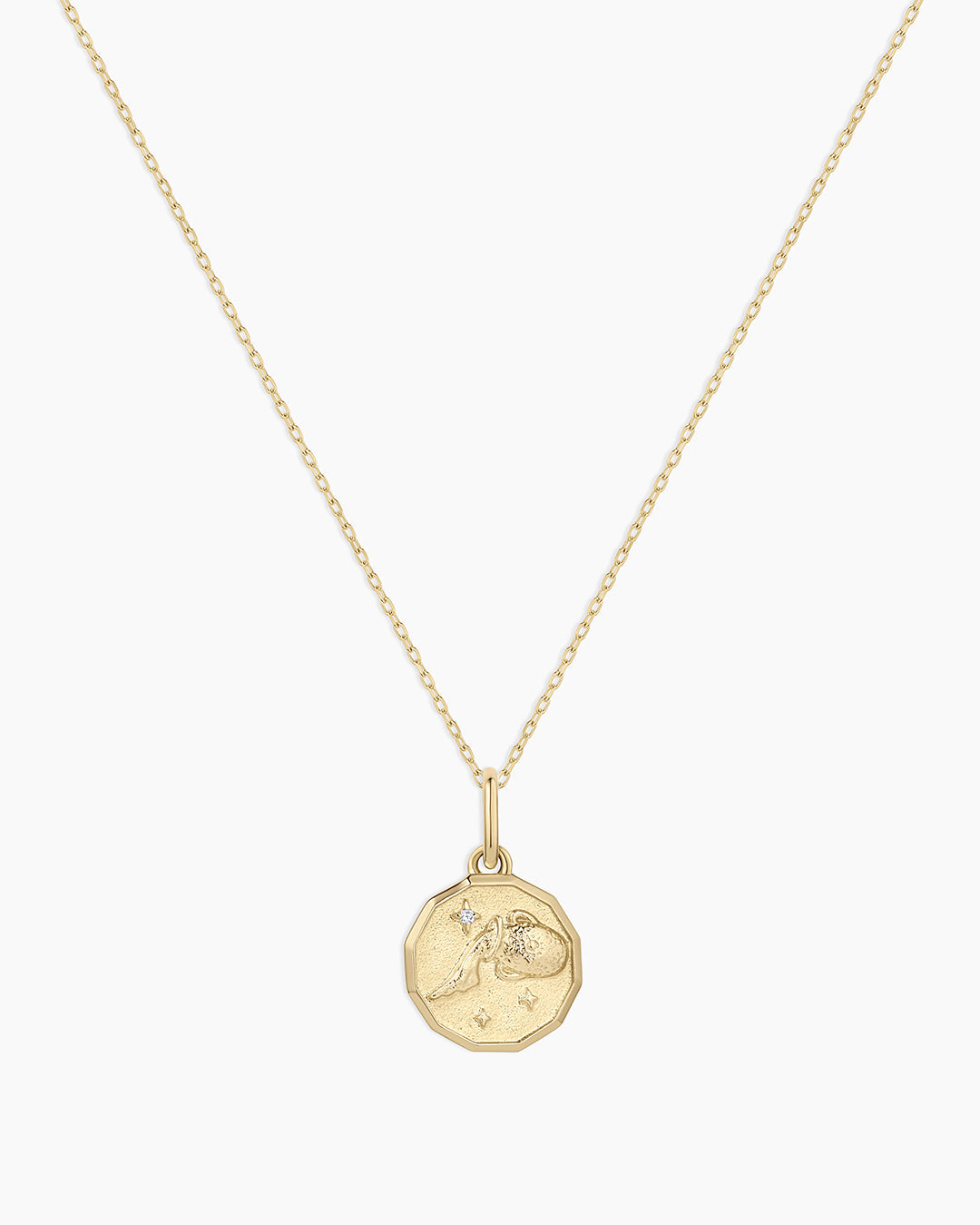 Diamond Zodiac Coin Charm Necklace
