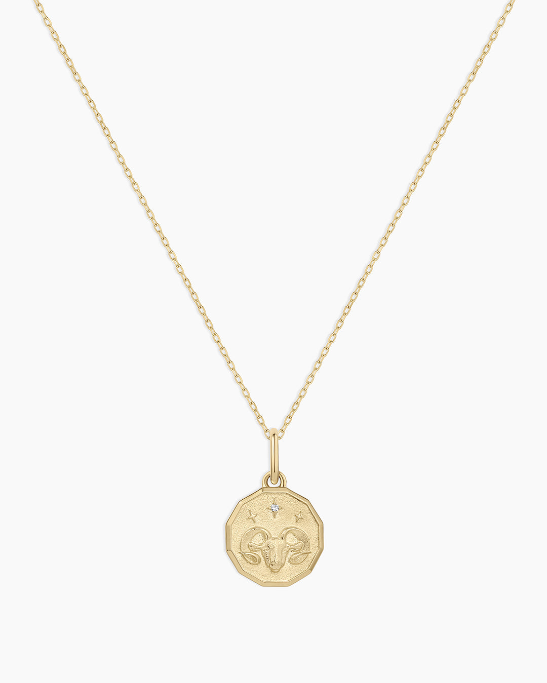 Diamond Zodiac Coin Charm Necklace