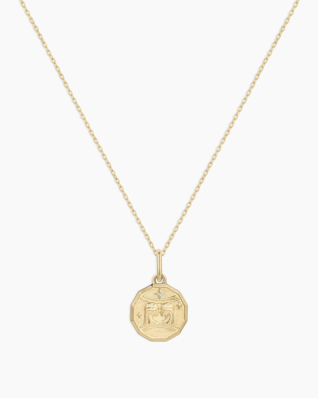 Diamond Zodiac Coin Charm Necklace