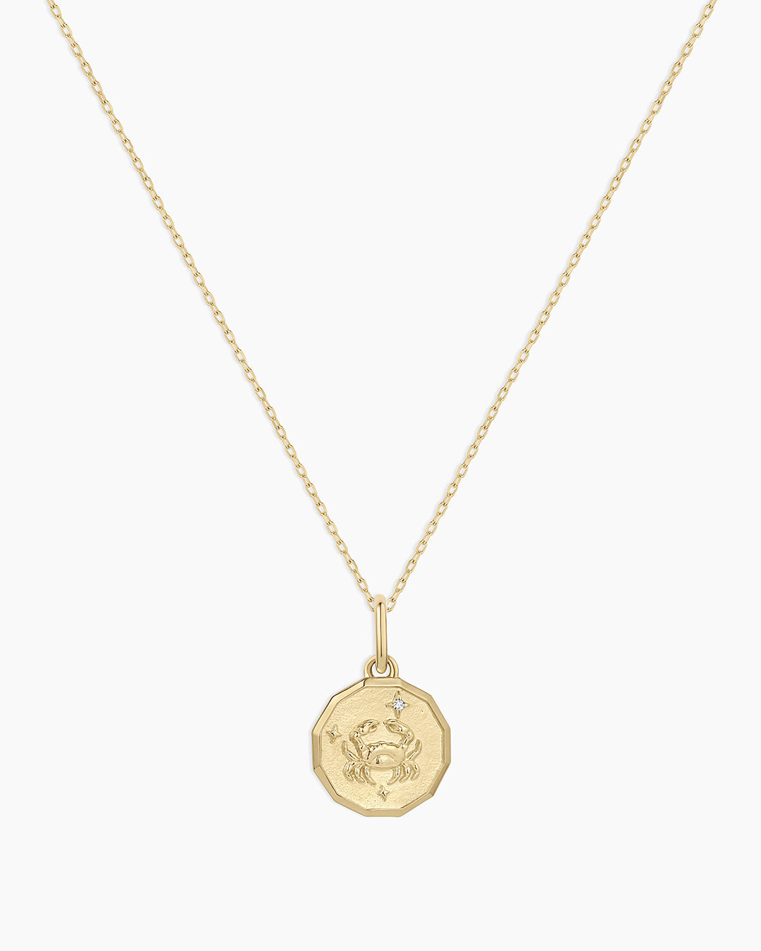 Diamond Zodiac Coin Charm Necklace