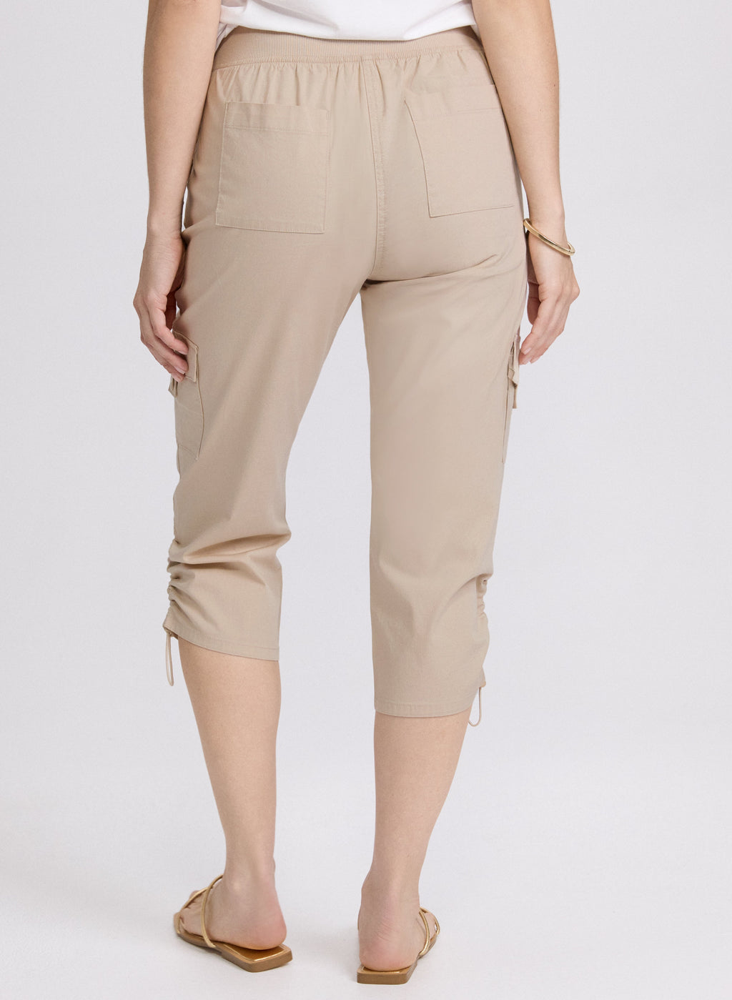 Cropped Drawstring Hem Cargo Pants