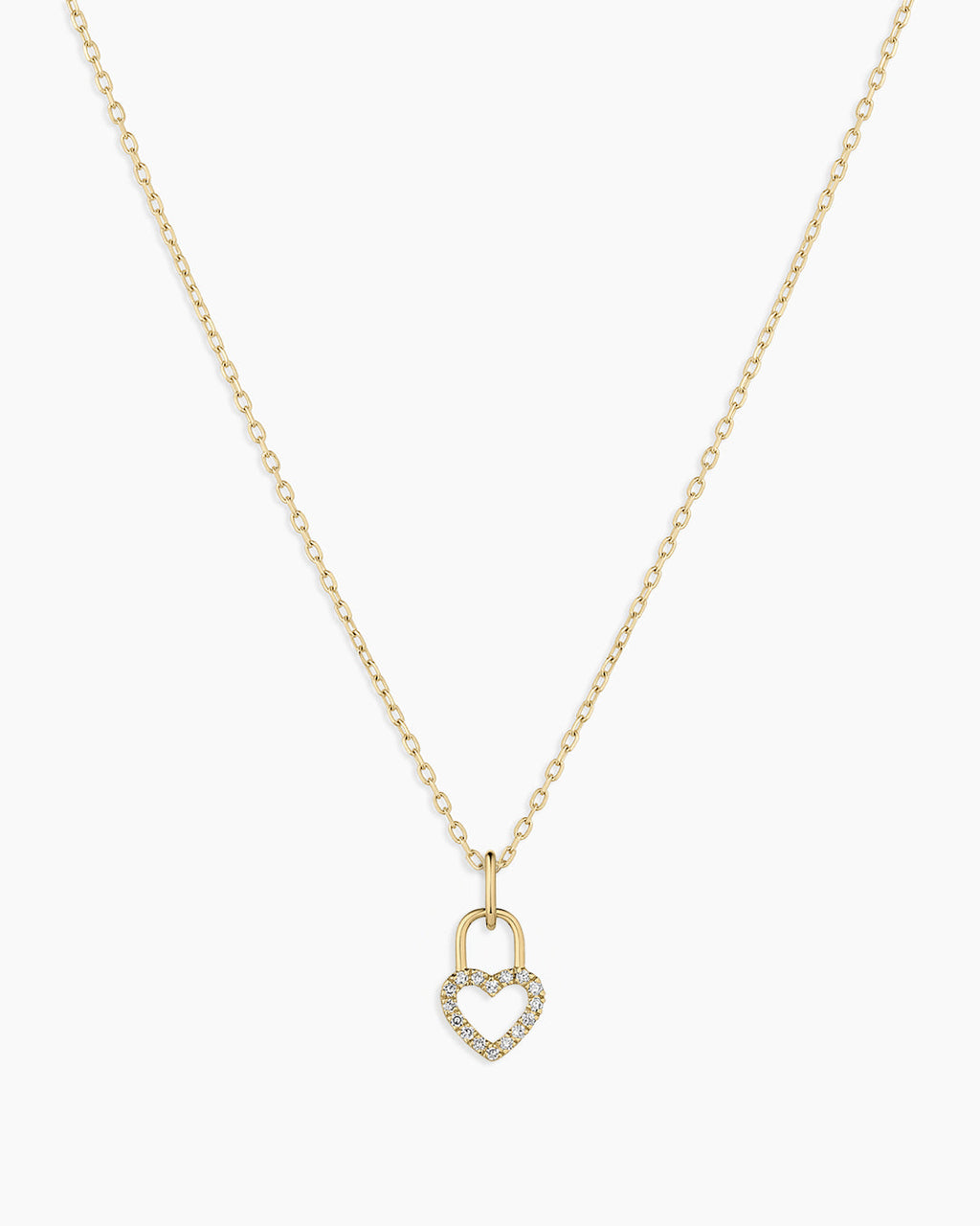 Diamond Heart Padlock Charm Necklace