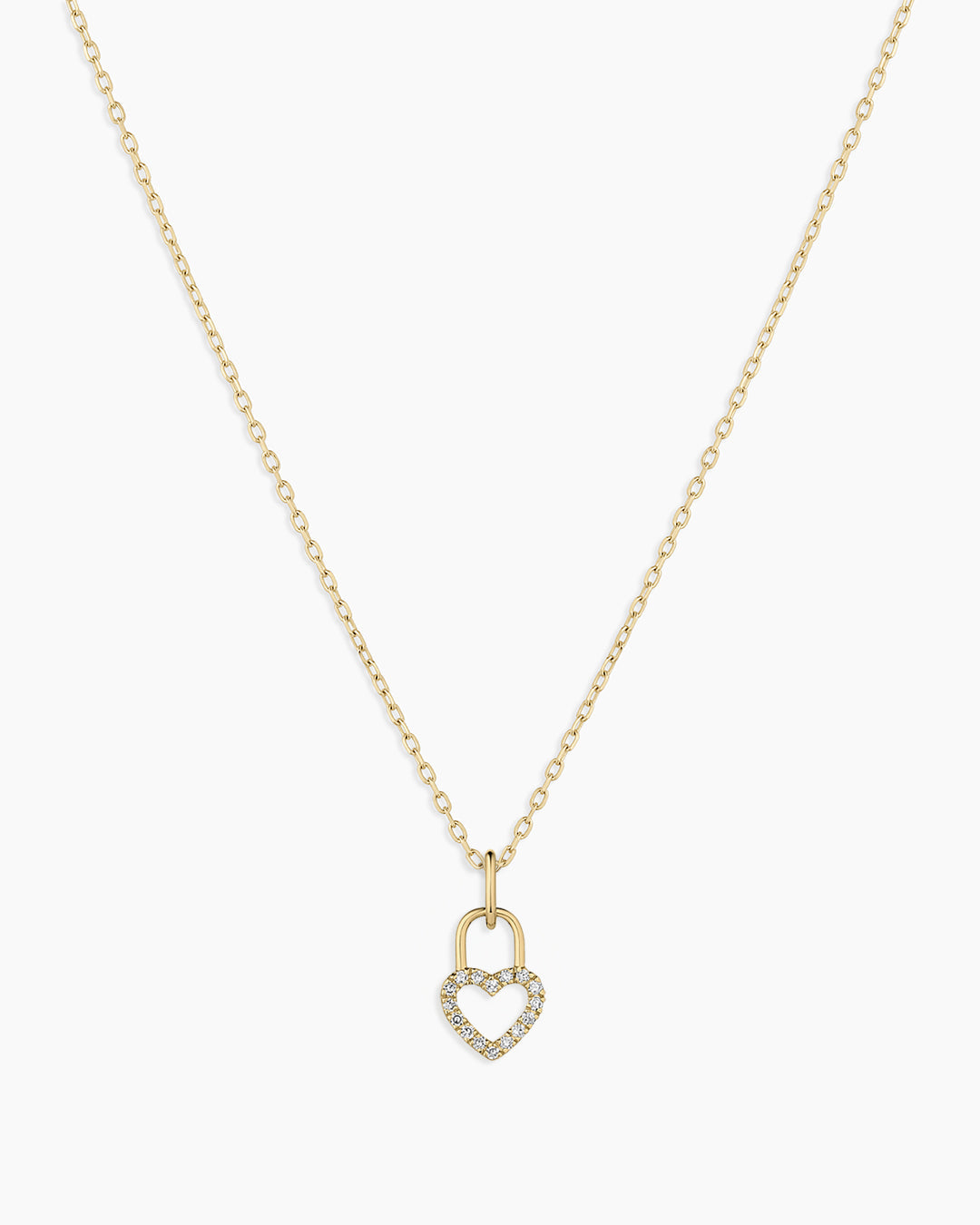 Diamond Heart Padlock Charm Necklace
