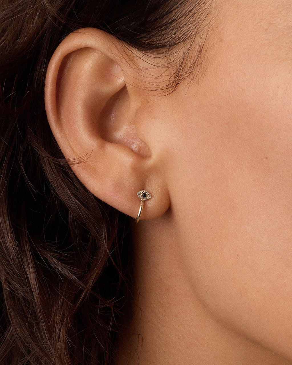 Diamond and Blue Sapphire Evil Eye Stud Huggies