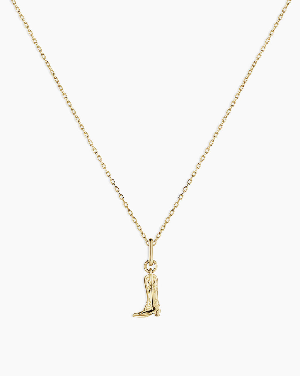 14k Gold Cowboy Boot Charm Necklace