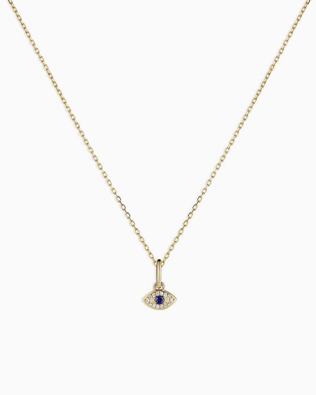 Diamond and Blue Sapphire Evil Eye Charm Necklace