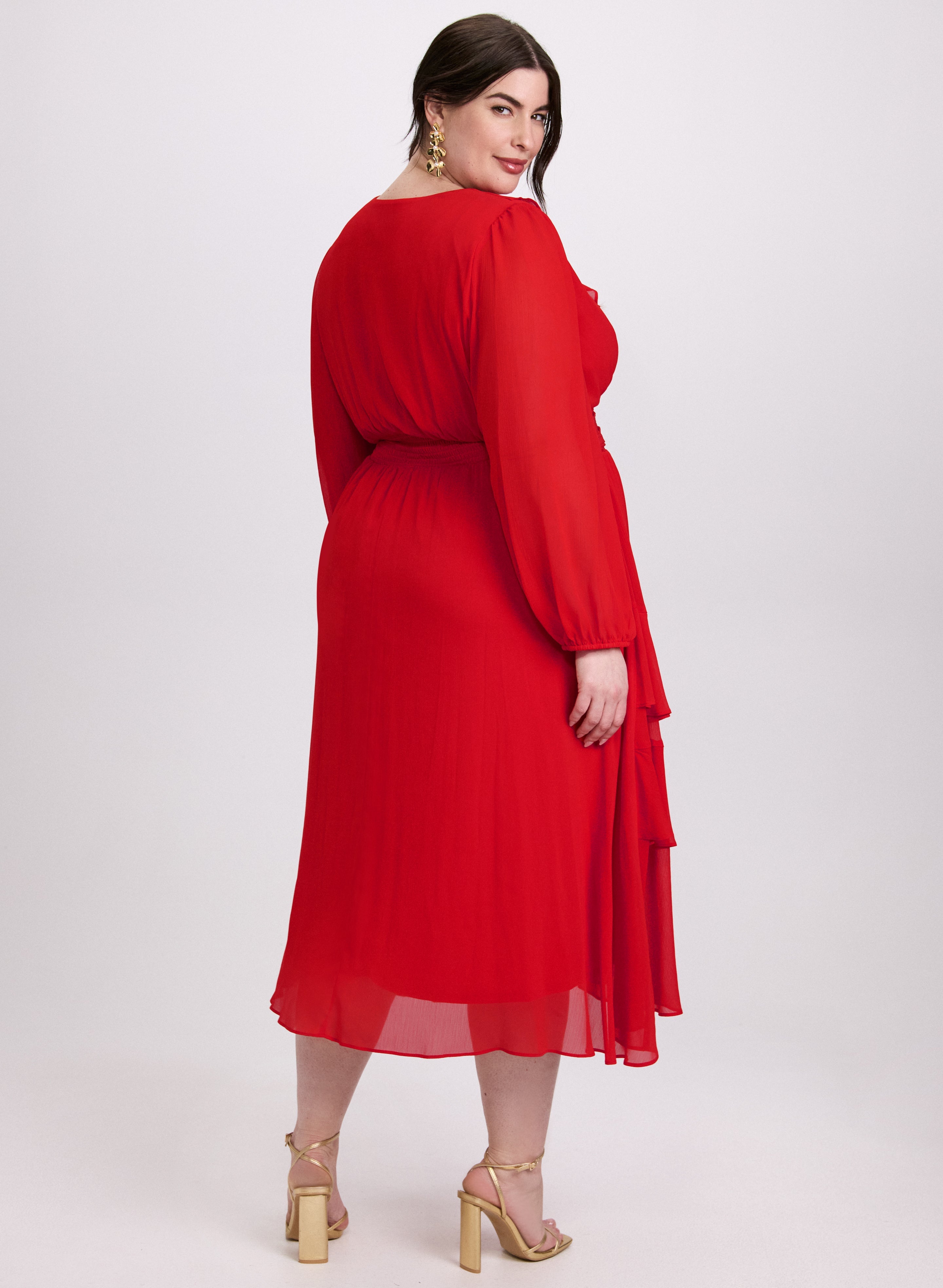 Asymmetric Ruffle Front Dress