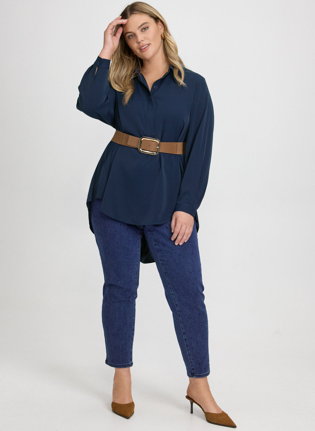 Asymmetric High-Low Hem Blouse