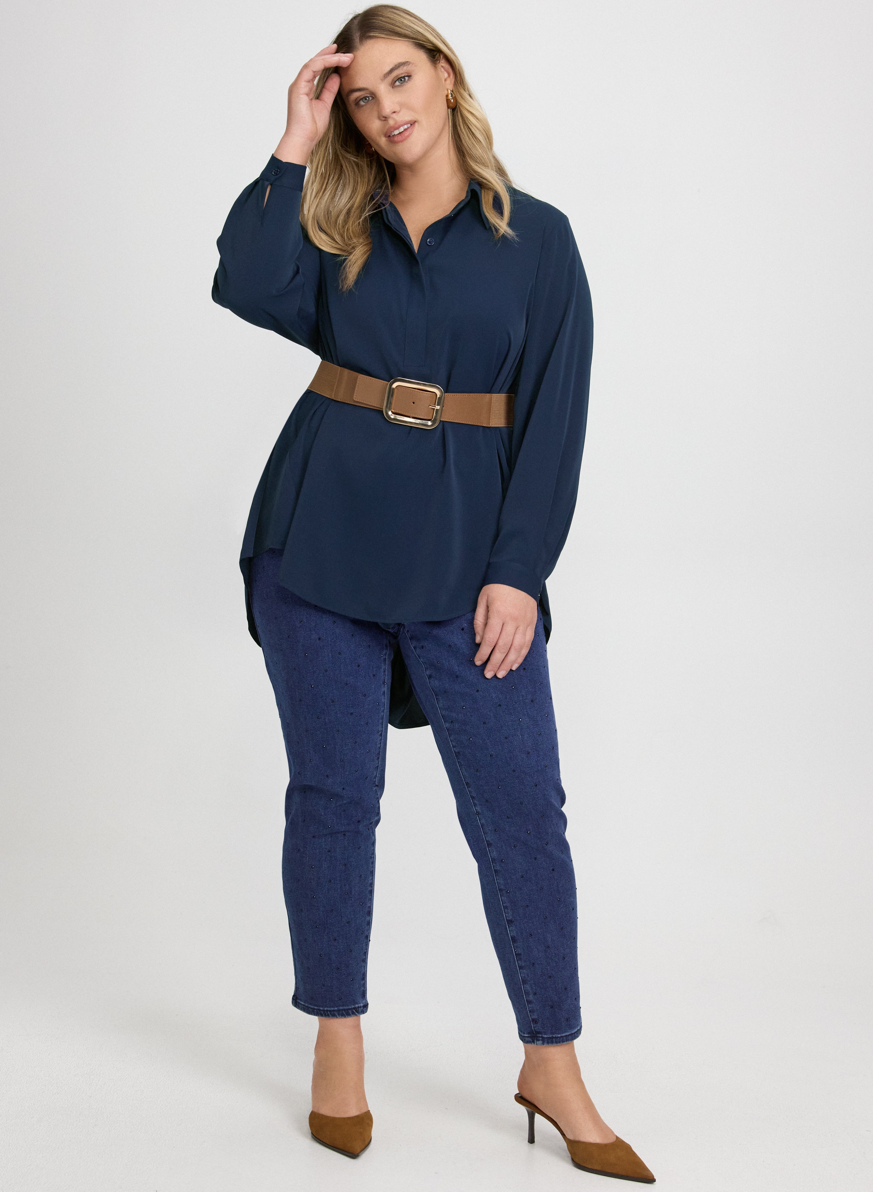 Asymmetric High-Low Hem Blouse