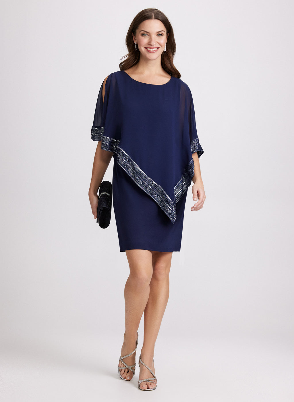 Chiffon Dress & Asymmetric Cape