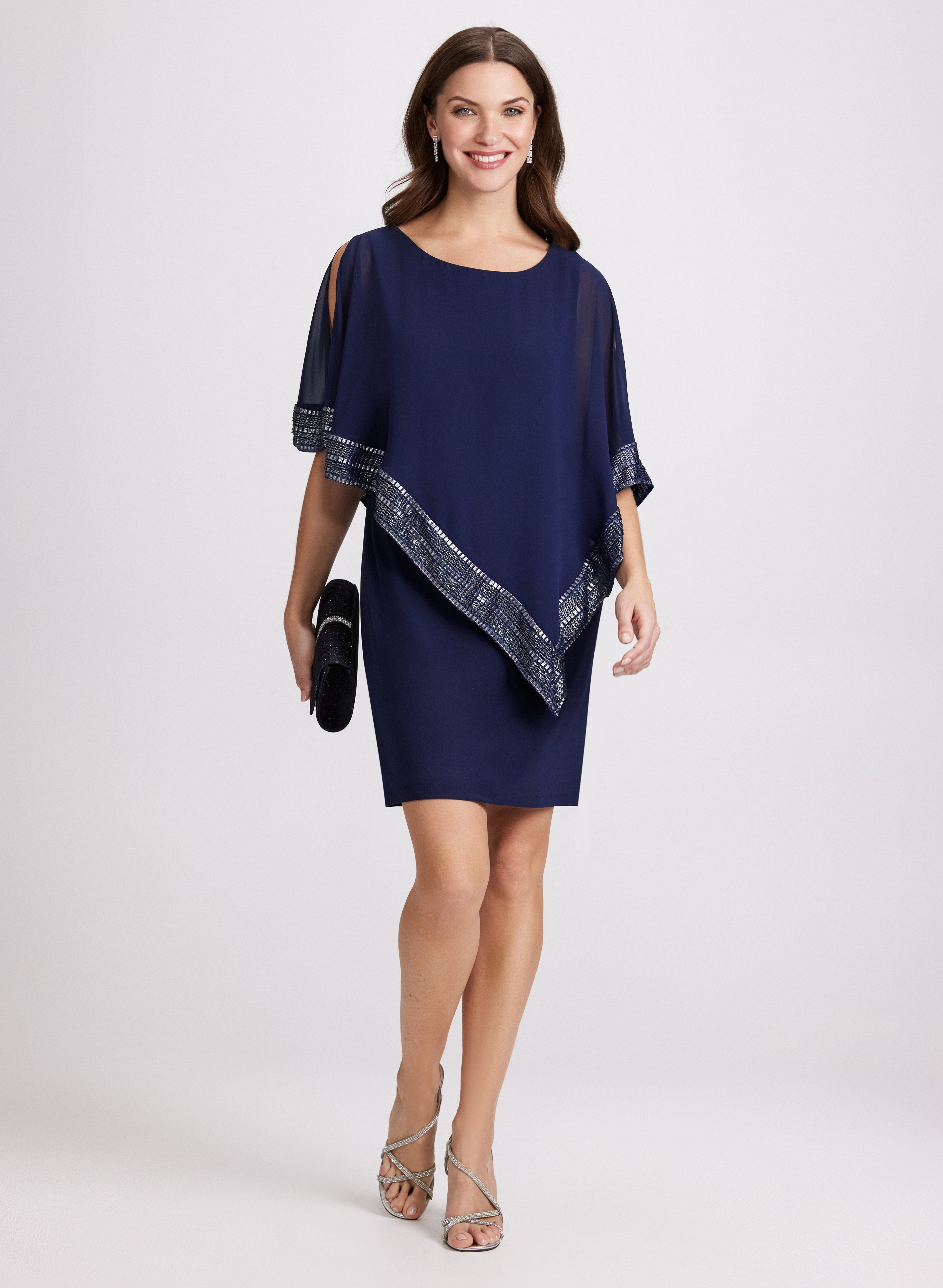 Chiffon Dress & Asymmetric Cape