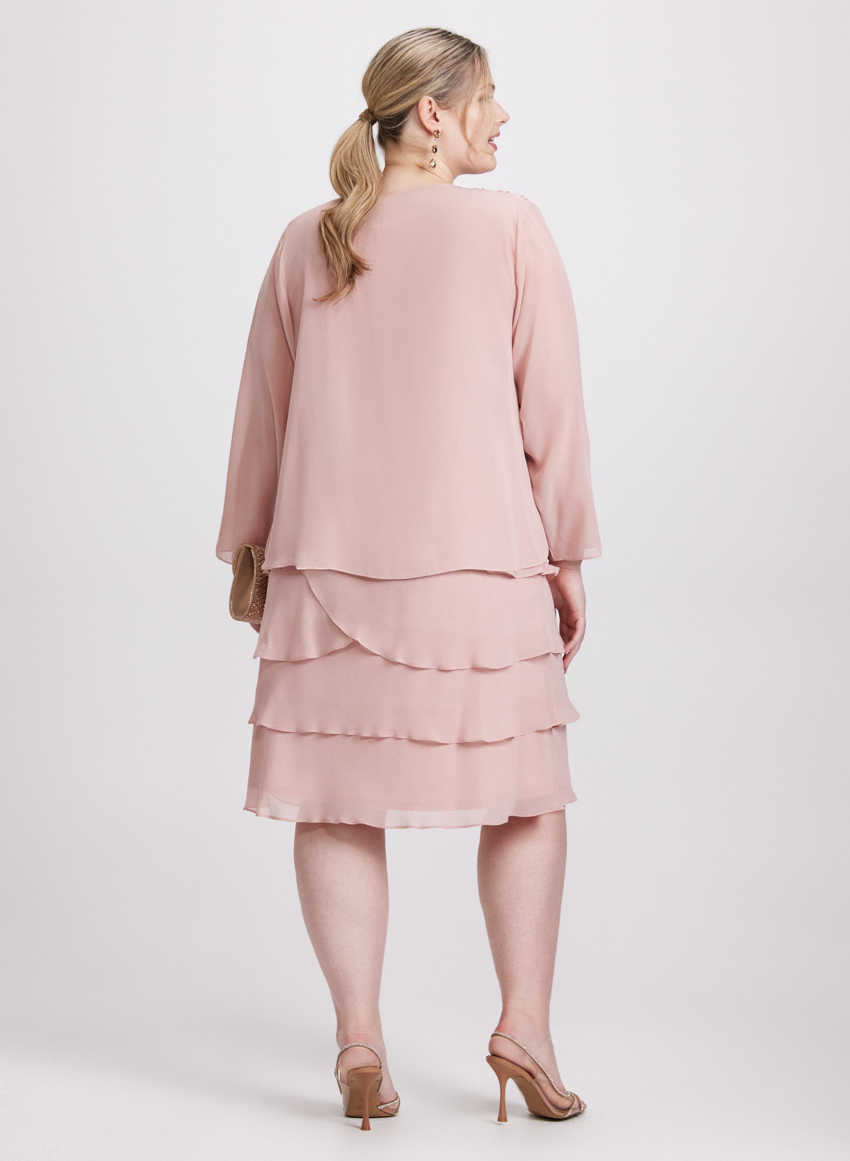 Chiffon Tiered Dress & Jacket Set