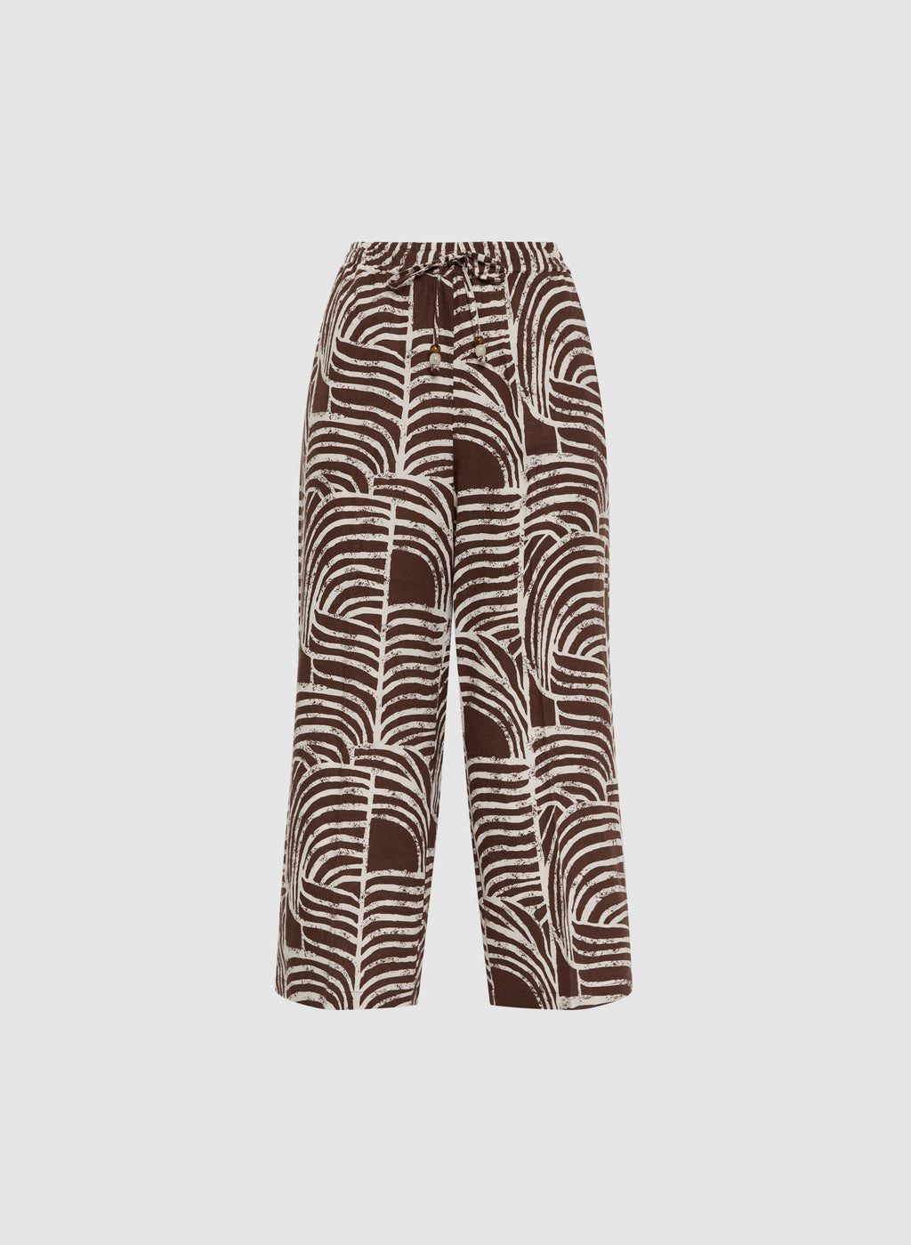 Abstract Linen-Blend Capris