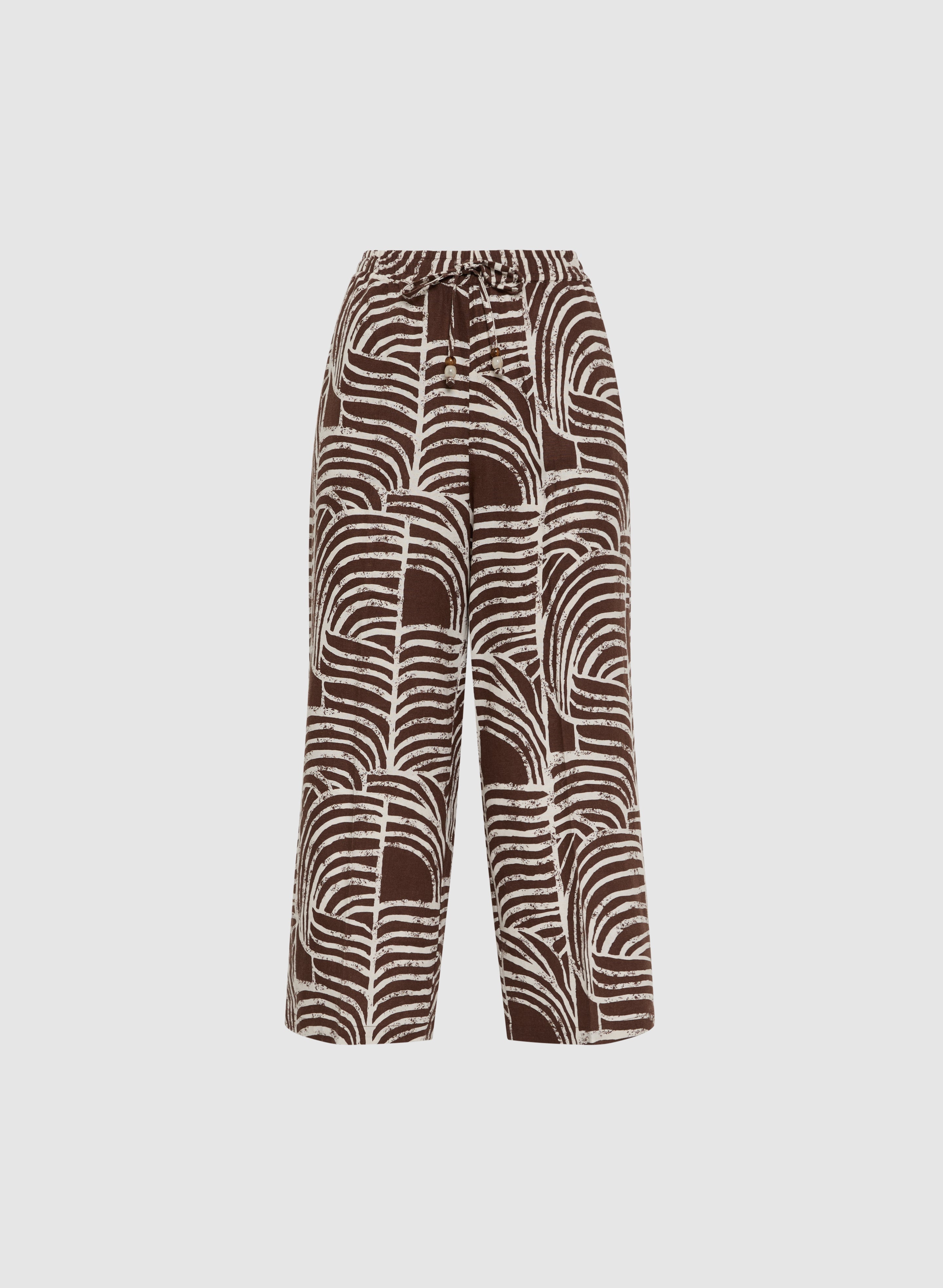Abstract Linen-Blend Capris