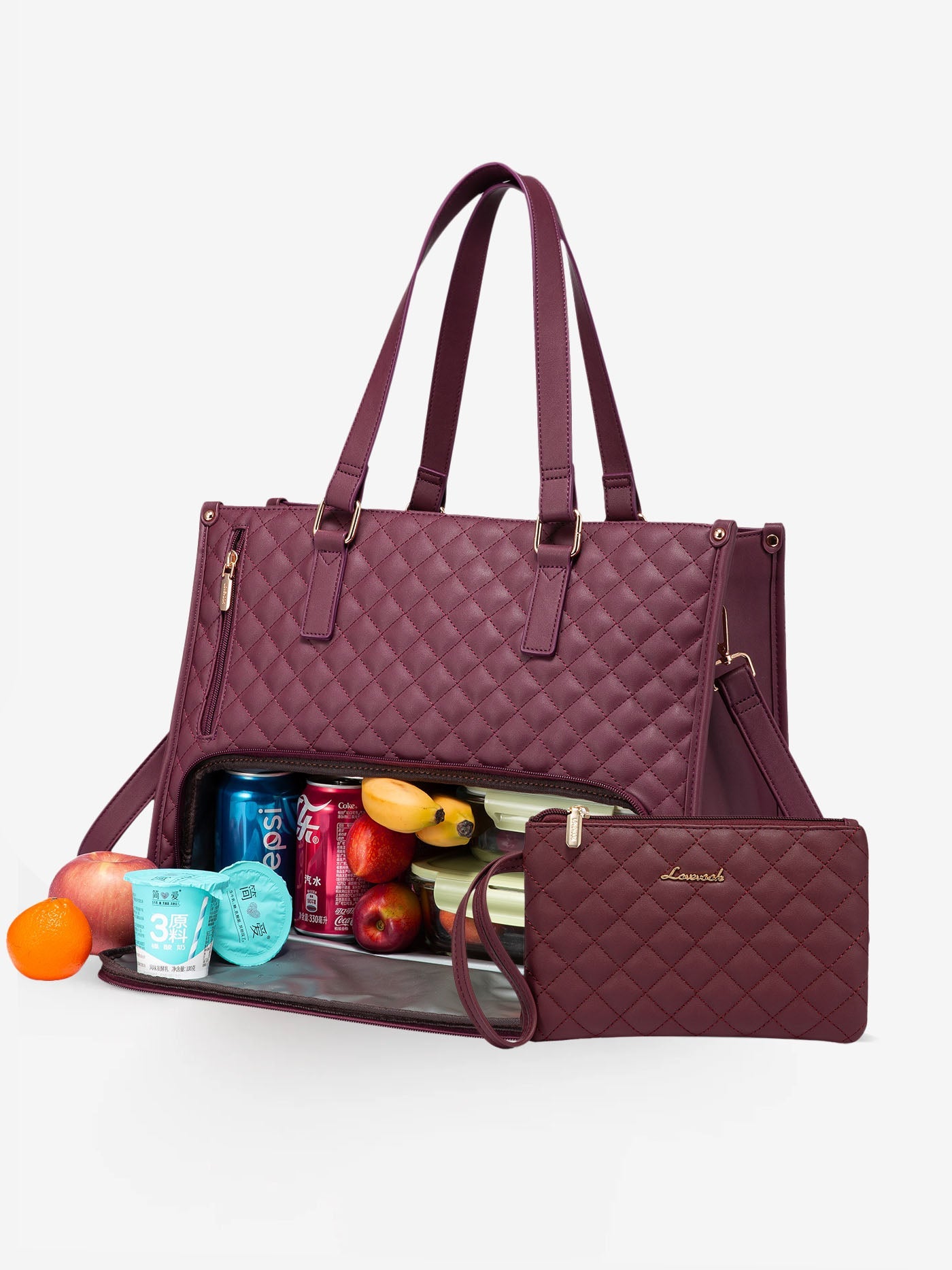 2Pcs Lunch Tote Shoulder Bag, 15.6