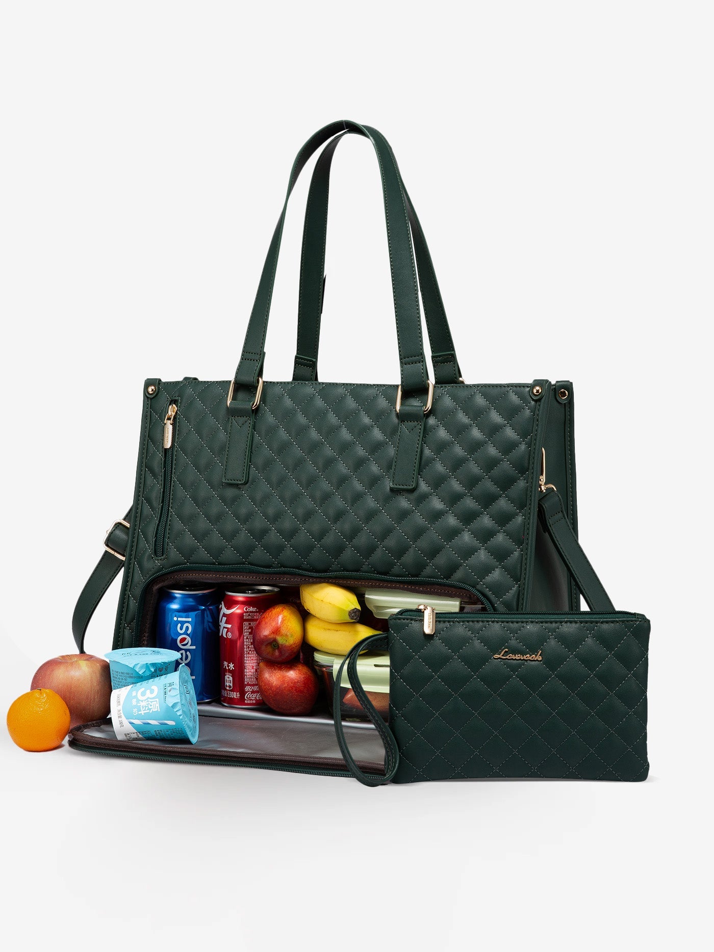 2Pcs Lunch Tote Shoulder Bag, 15.6