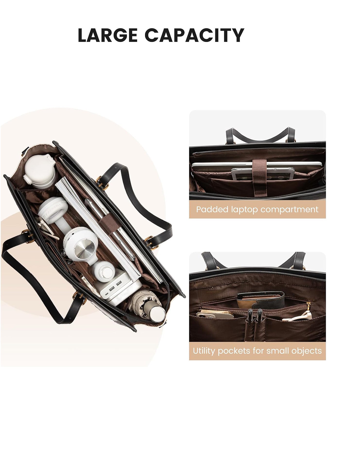 2Pcs Canvas Laptop Tote Bag, 15.6