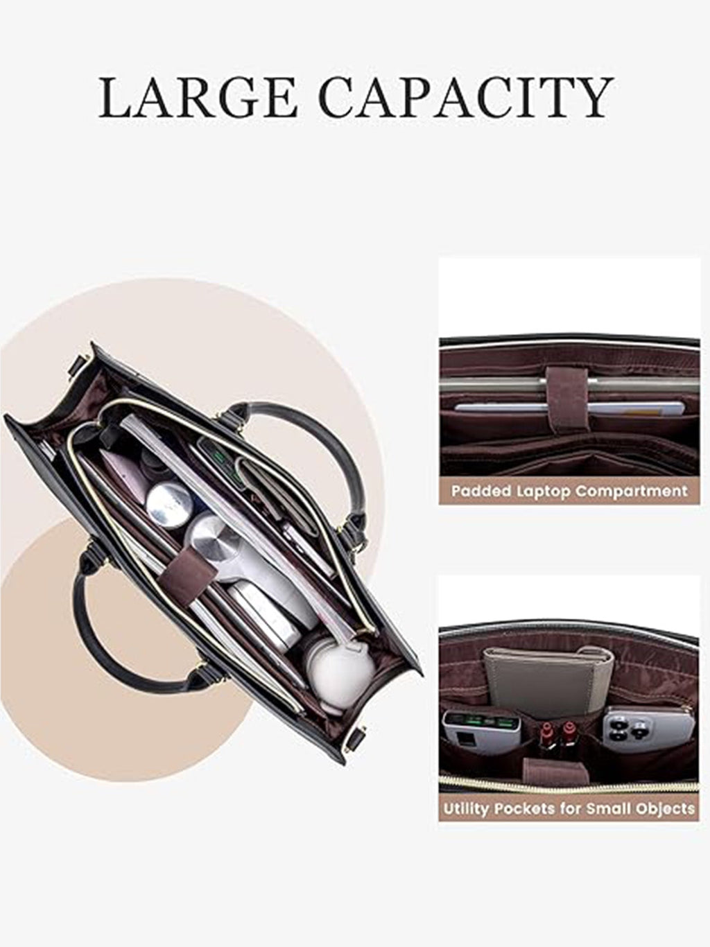 2Pcs Leather Computer Bag, 15.6 17.3