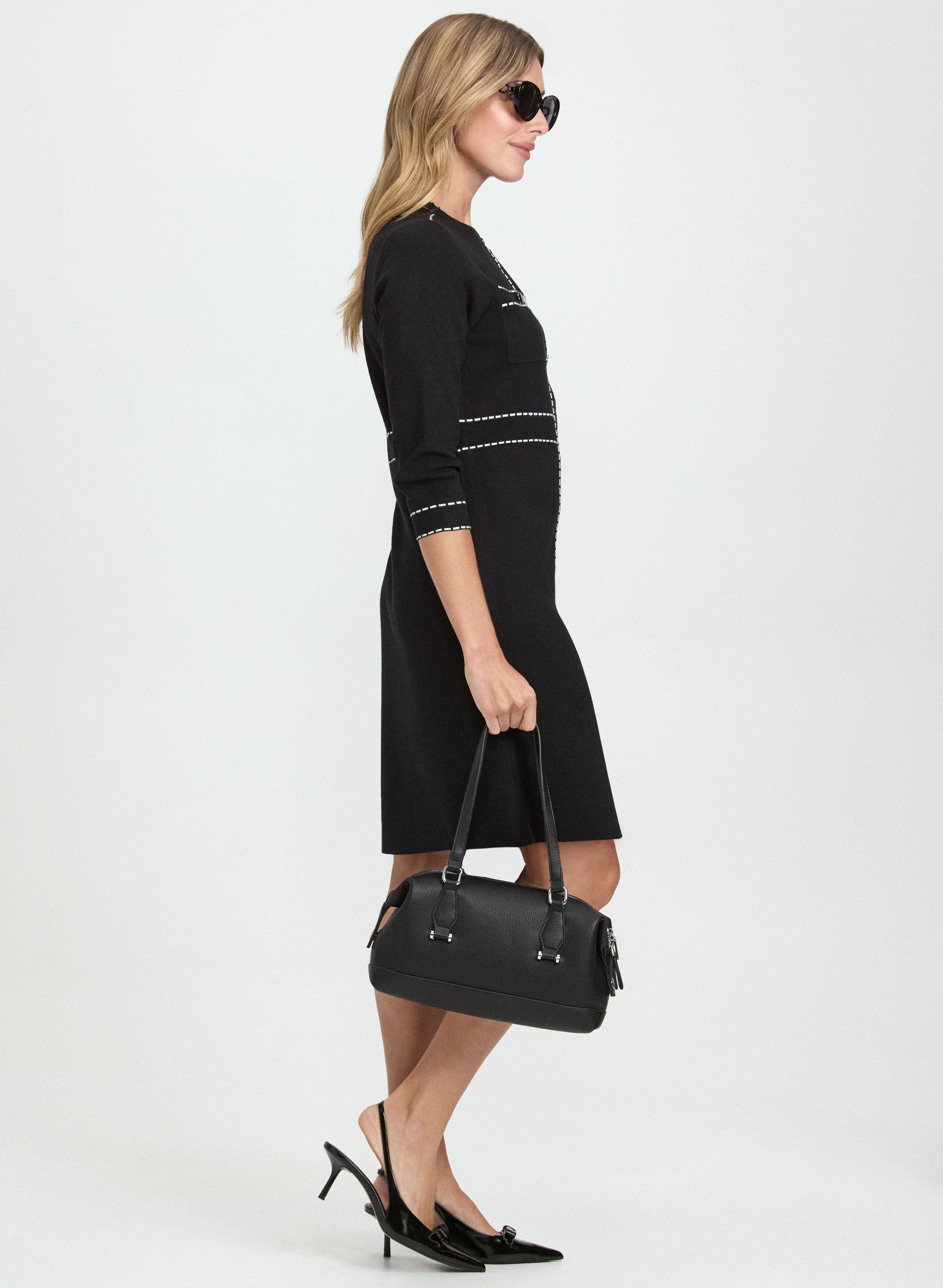 Contrast Stitch Sweater Dress