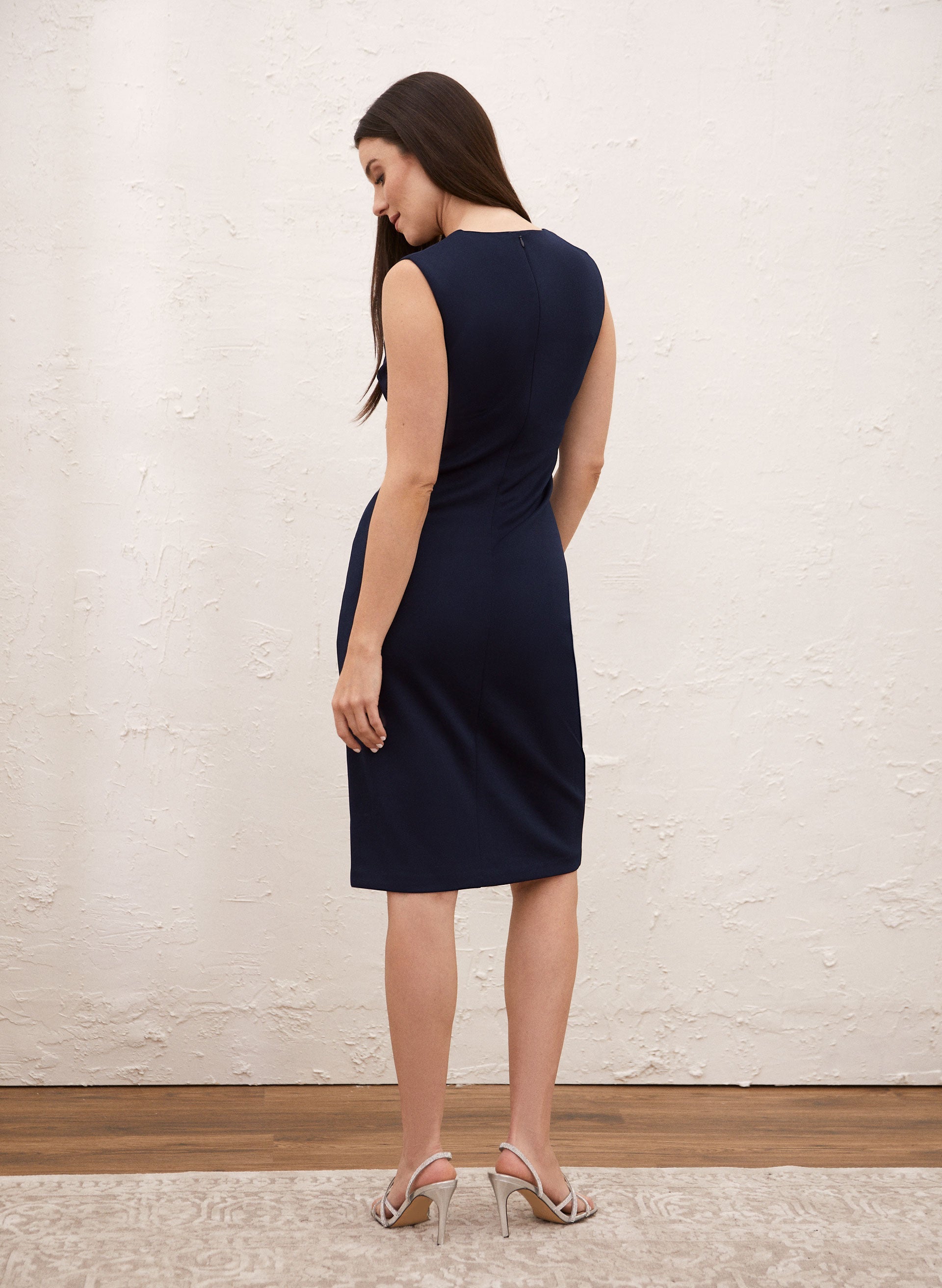 Brooch Detail Flounce Dress