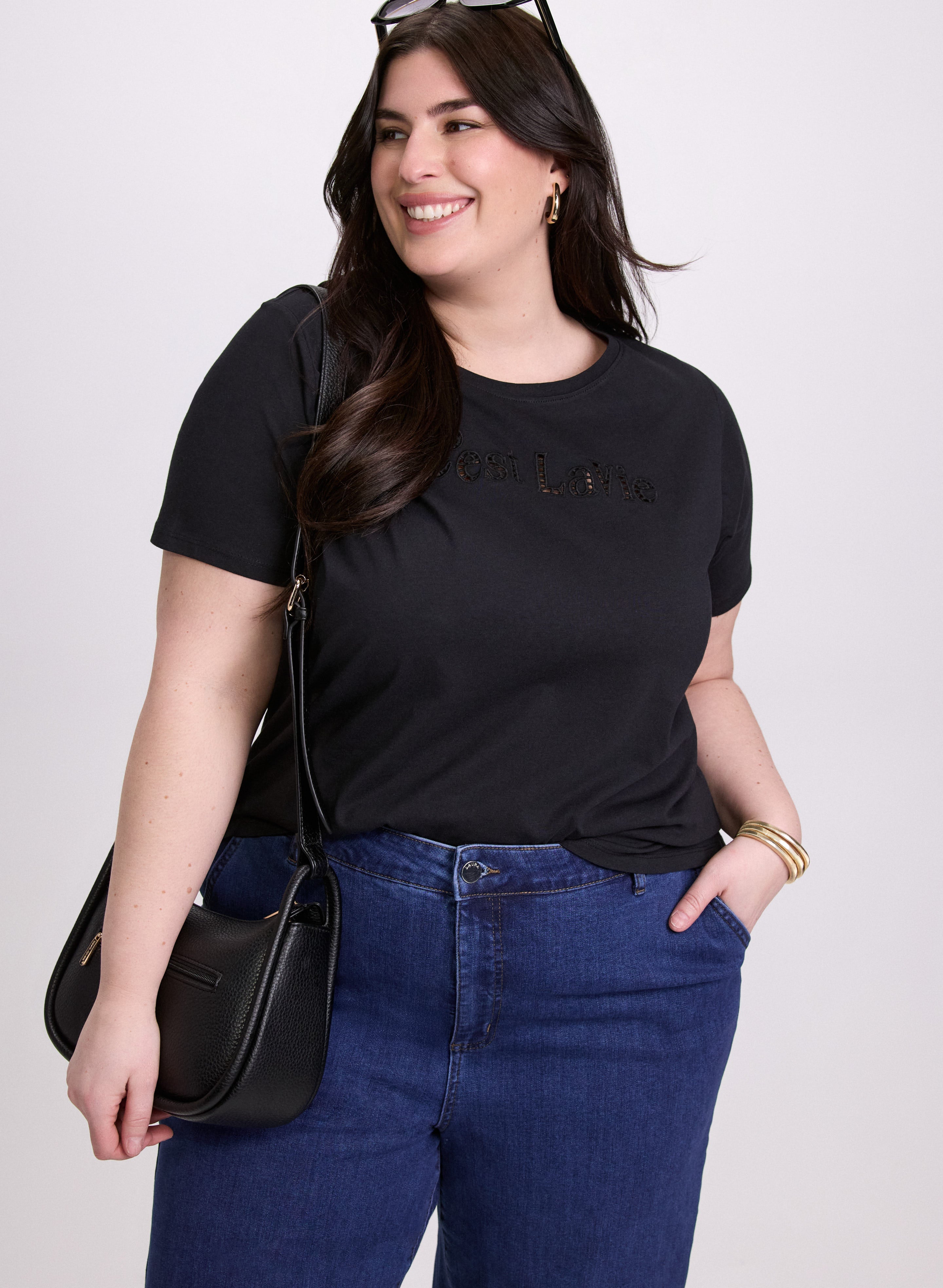 Cut-Out Script T-Shirt