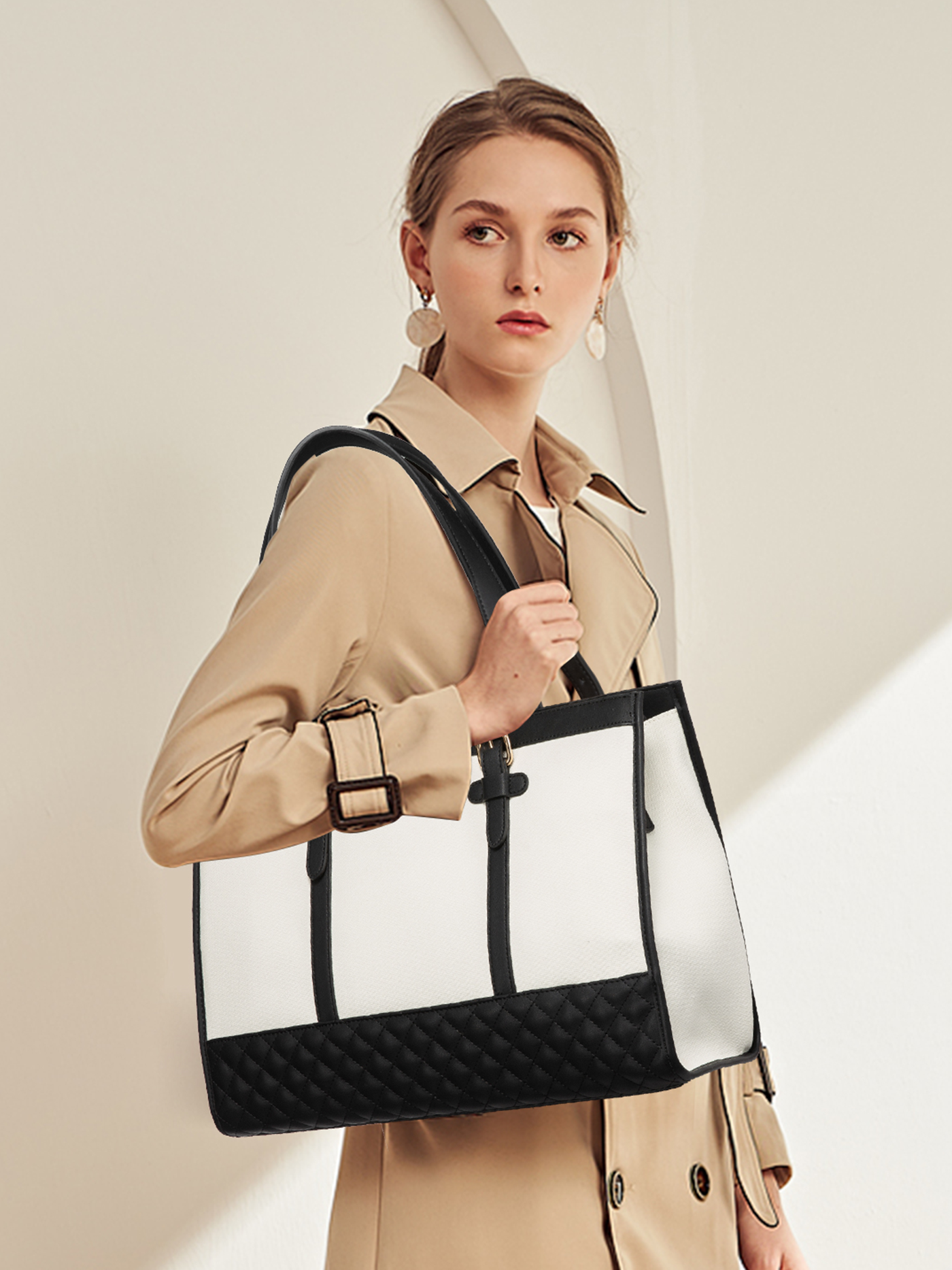 2Pcs Canvas Laptop Tote Bag, 15.6