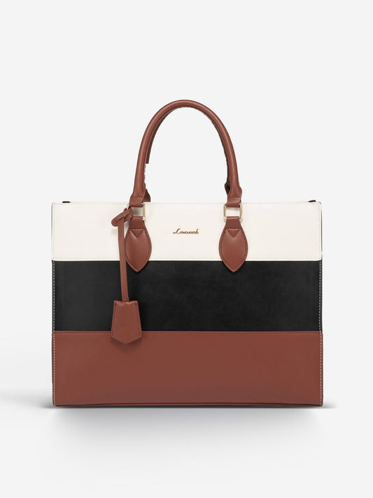 2Pcs Colorblock Laptop Tote Bag, 15.6 17.3