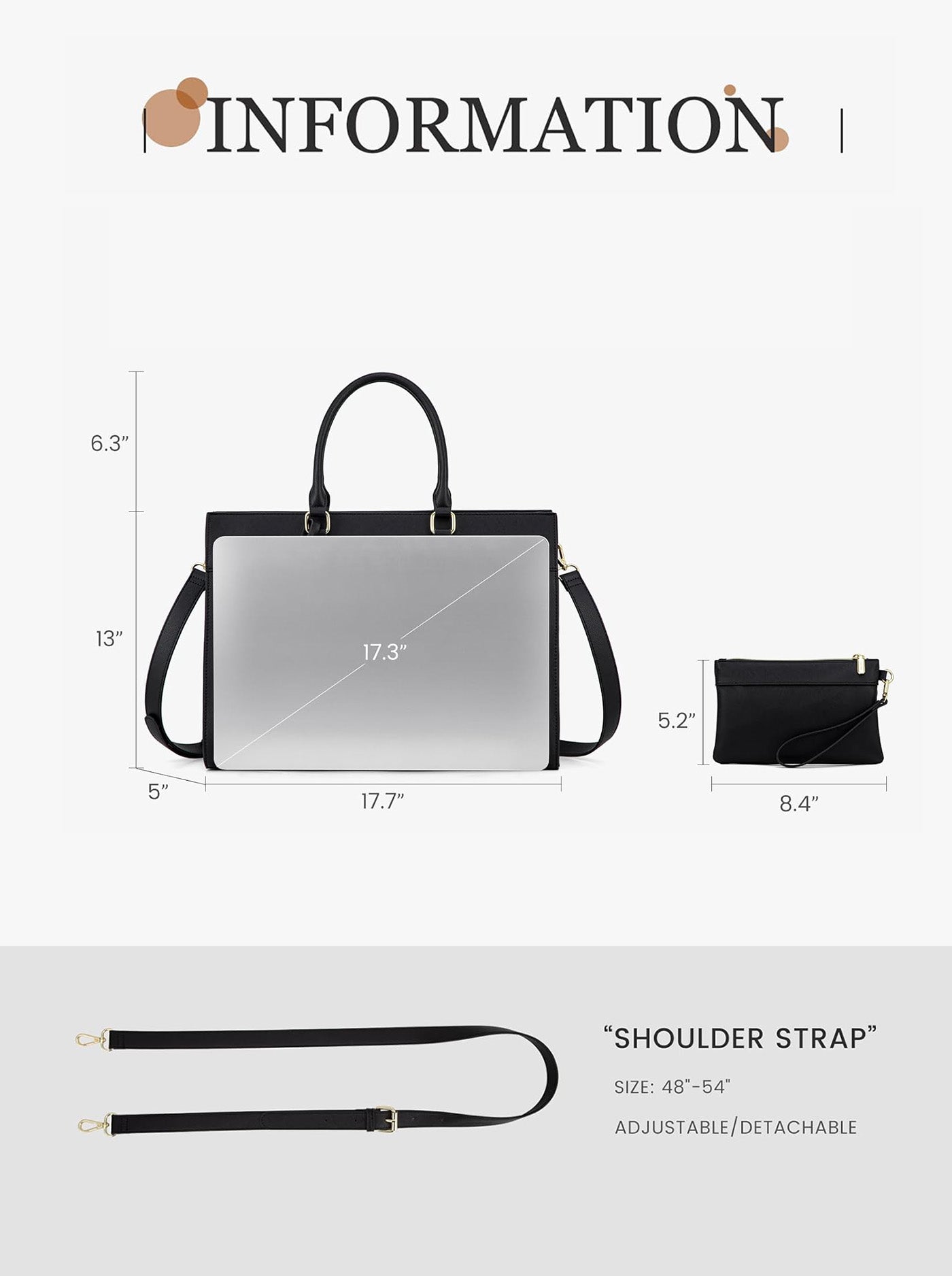 2Pcs Leather Computer Bag, 15.6 17.3