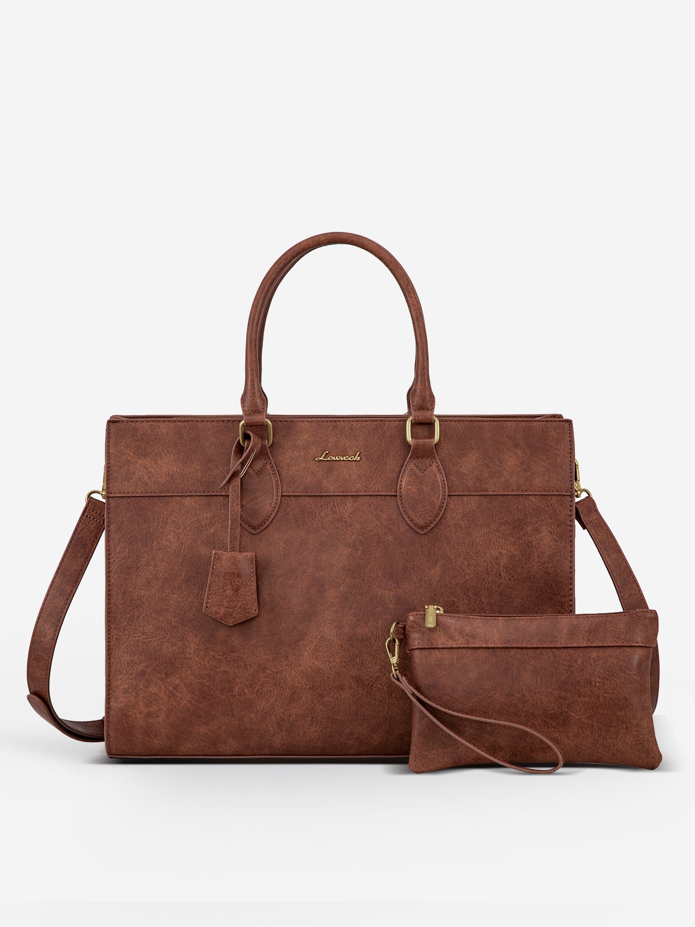 2Pcs Leather Computer Bag, 15.6 17.3