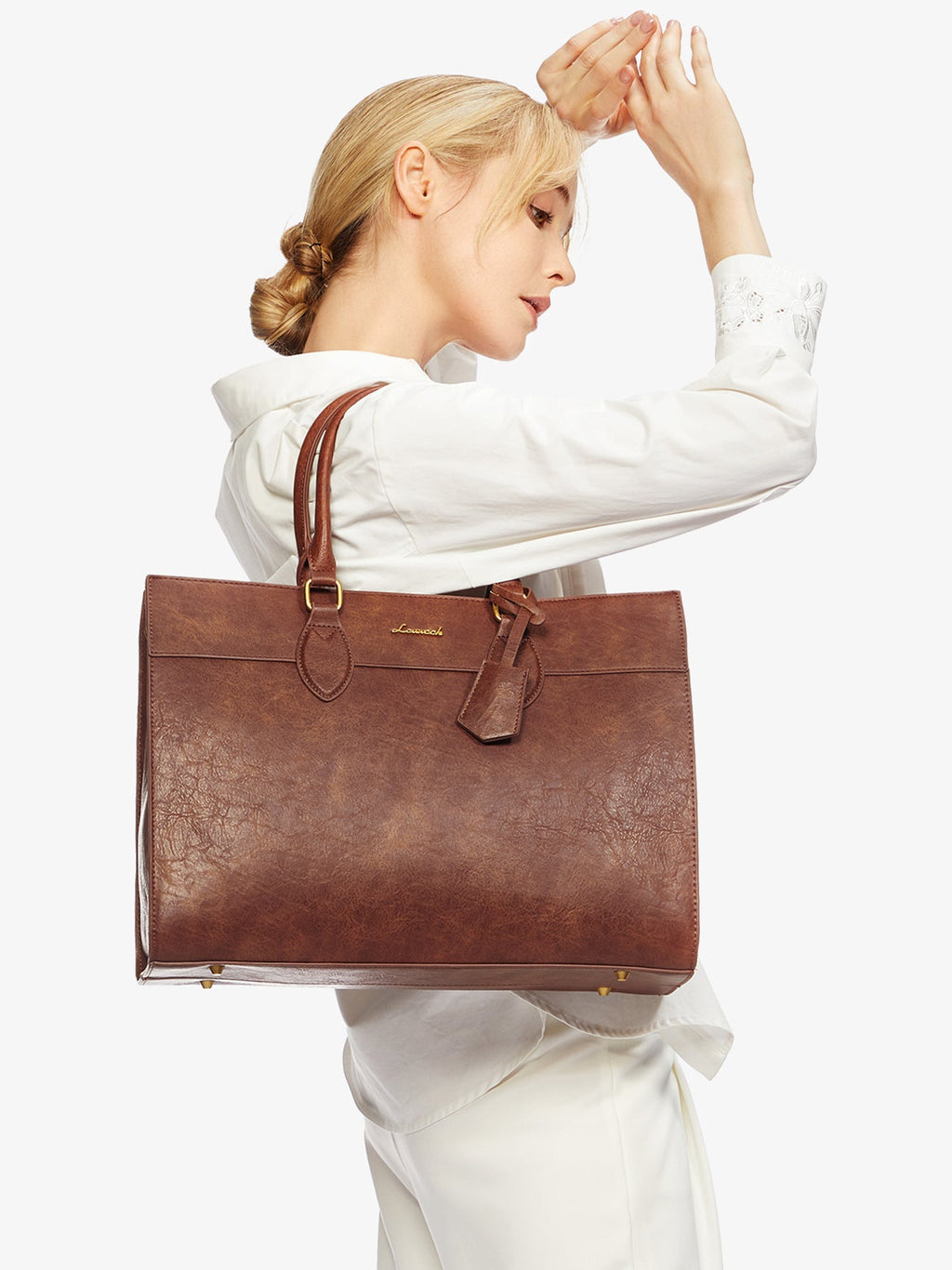 2Pcs Leather Computer Bag, 15.6 17.3