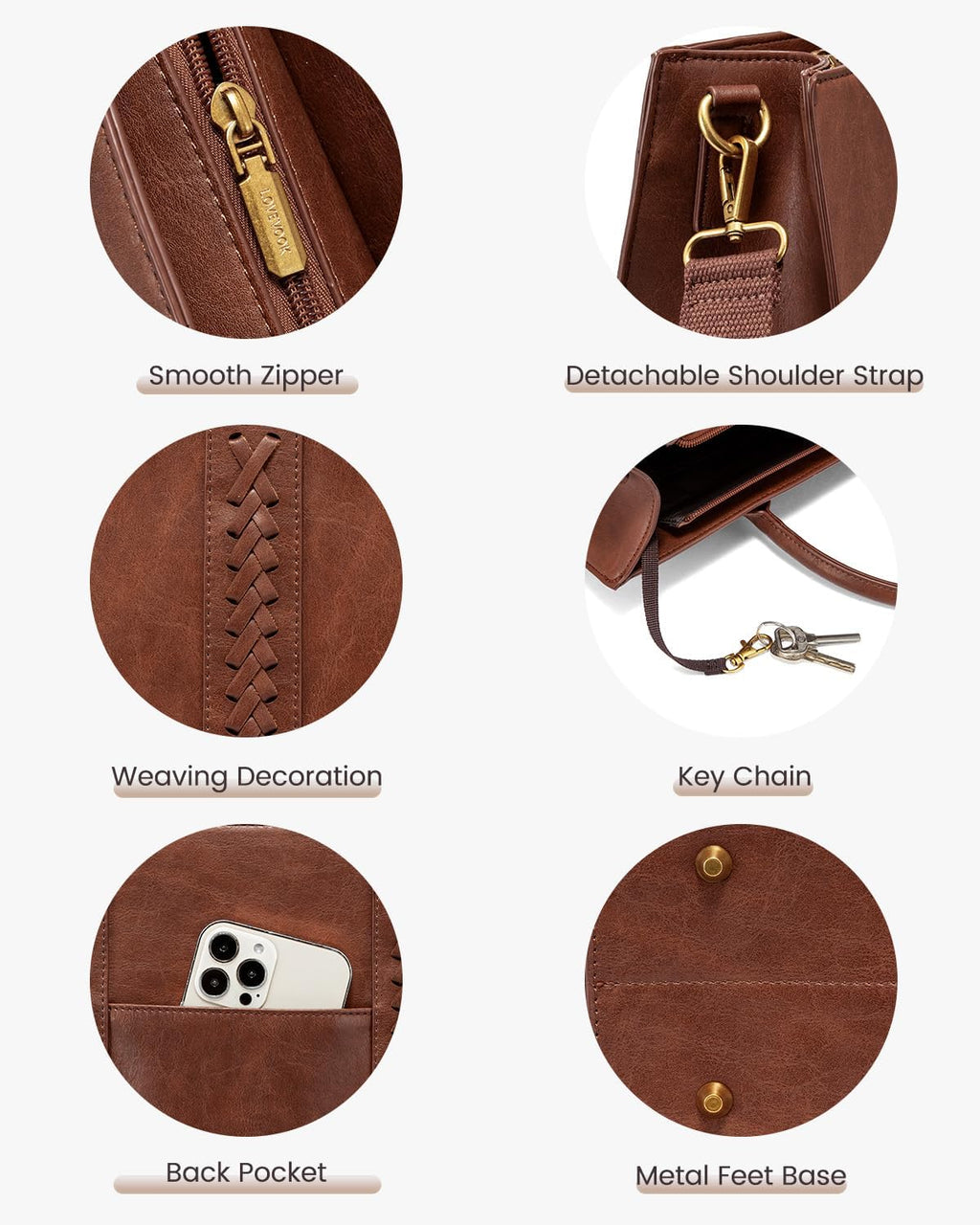 2Pcs Vintage Leather Laptop Bag, 15.6 17.3