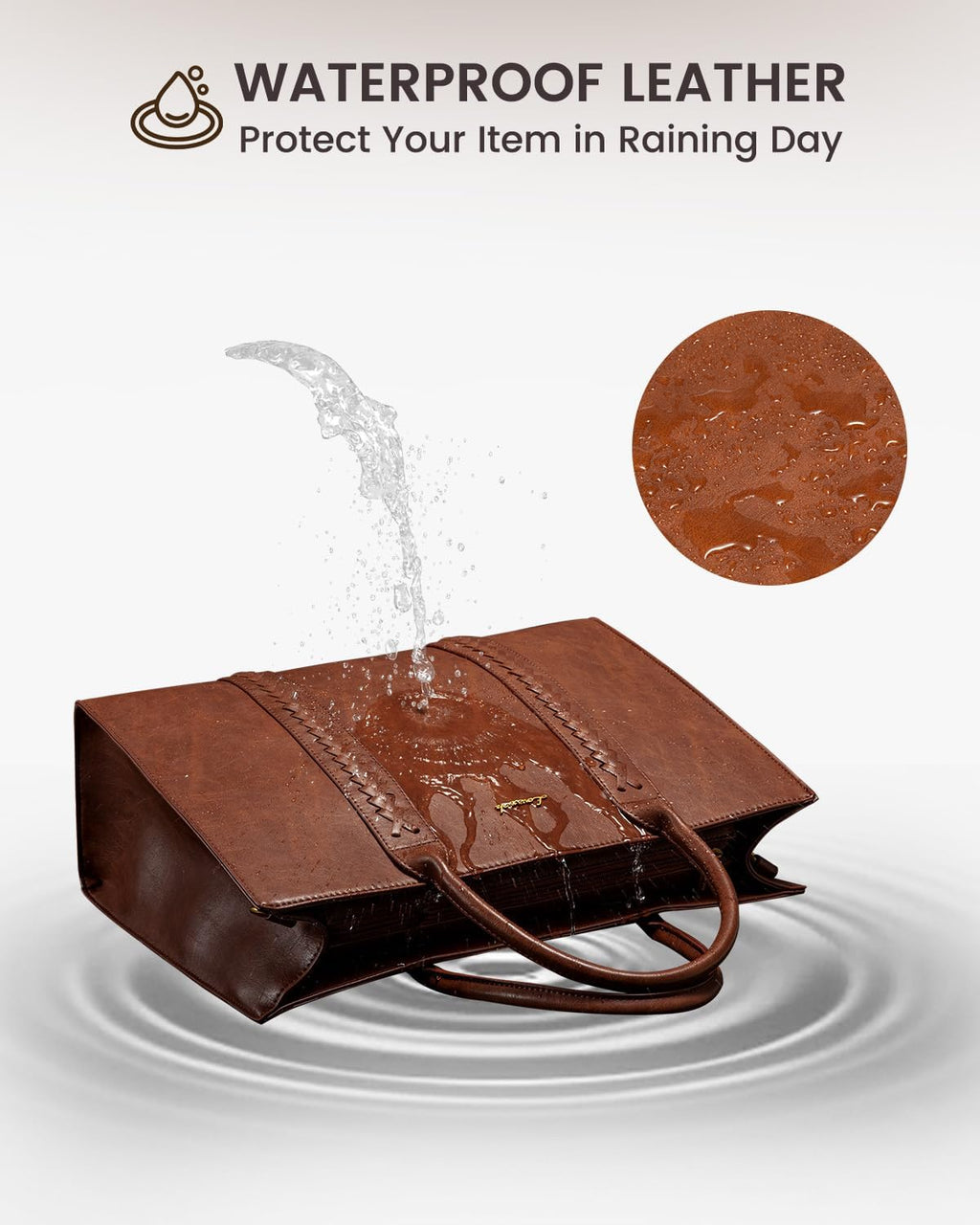 2Pcs Vintage Leather Laptop Bag, 15.6 17.3