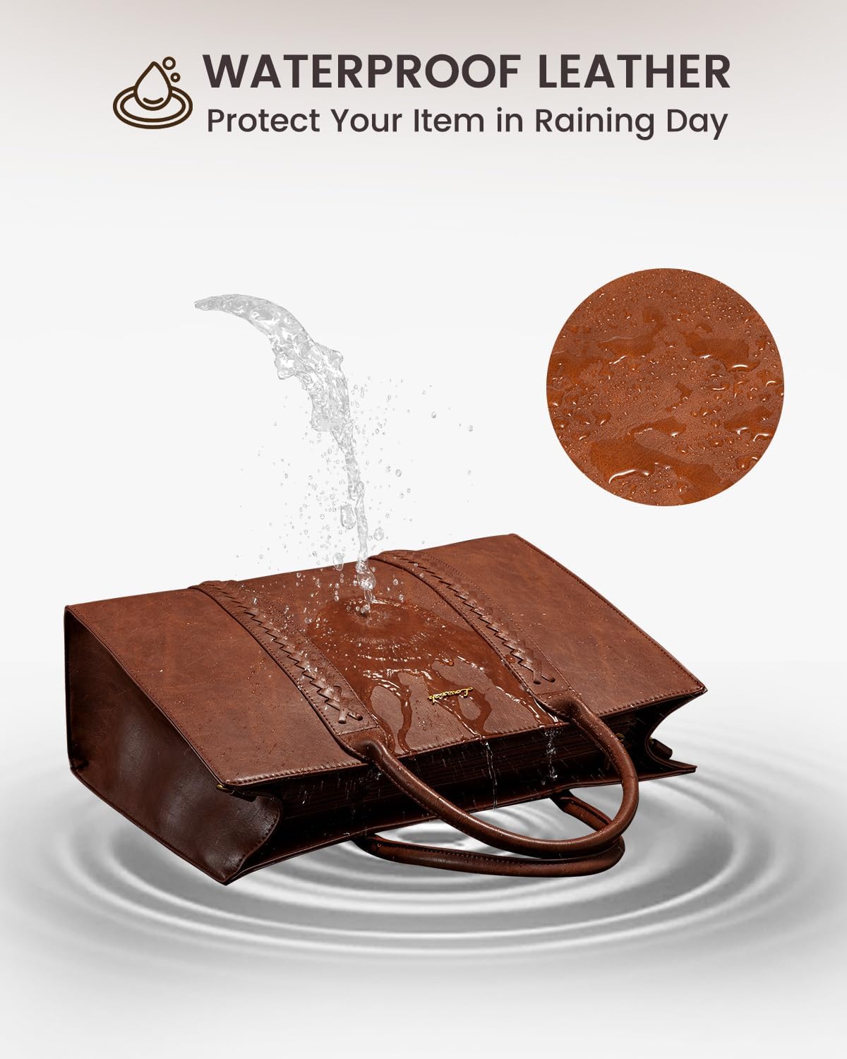 2Pcs Vintage Leather Laptop Bag, 15.6 17.3